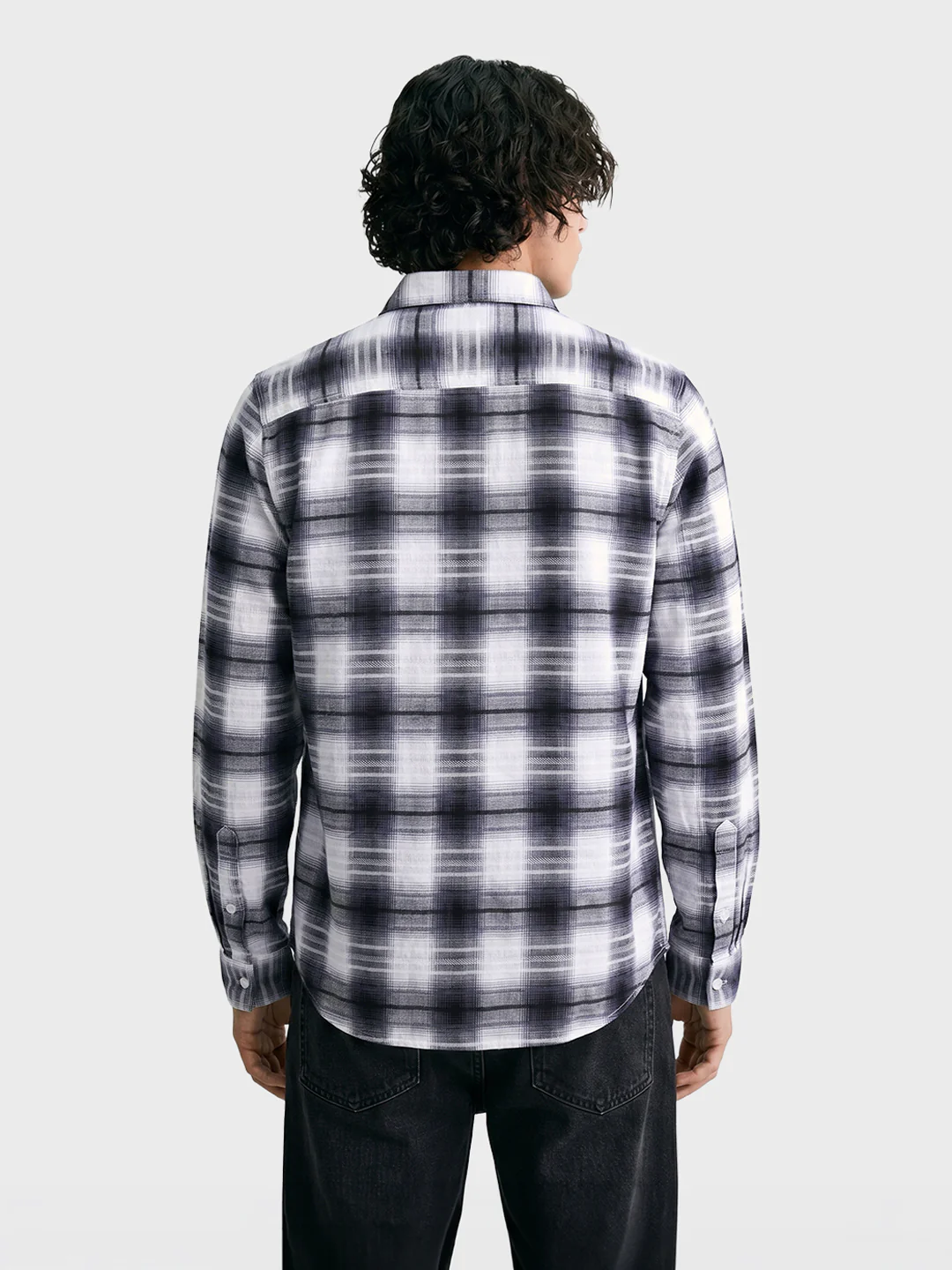 Men's White Slim Fit Checkered Casual Shirt - Image 5