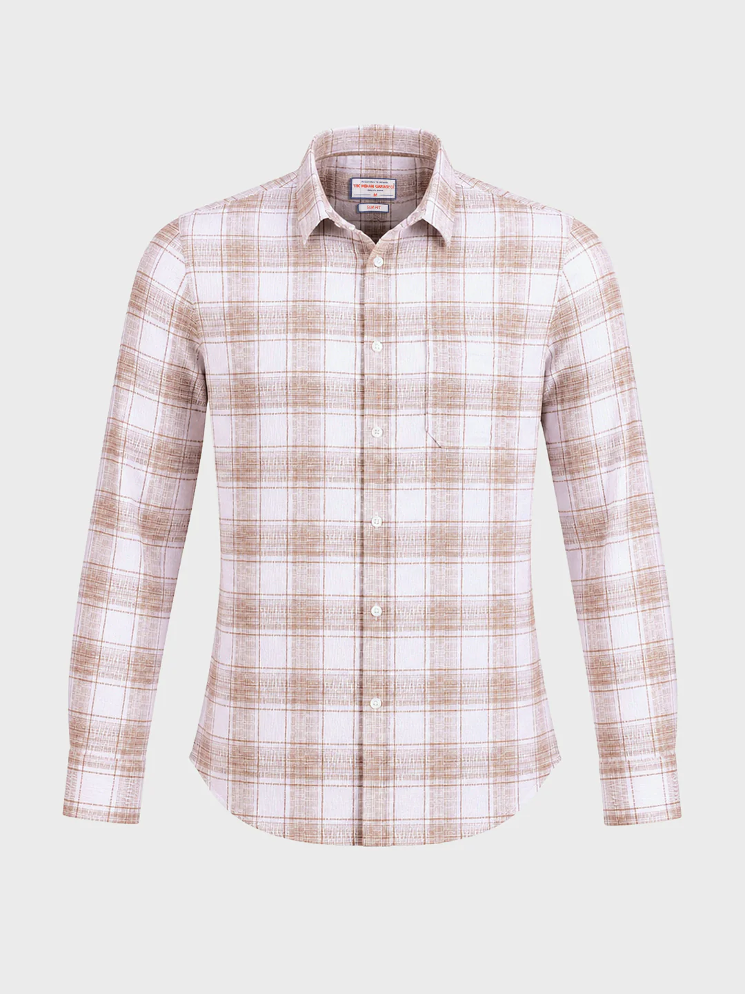 Men's White Slim Fit Checkered Casual Shirt - Image 6