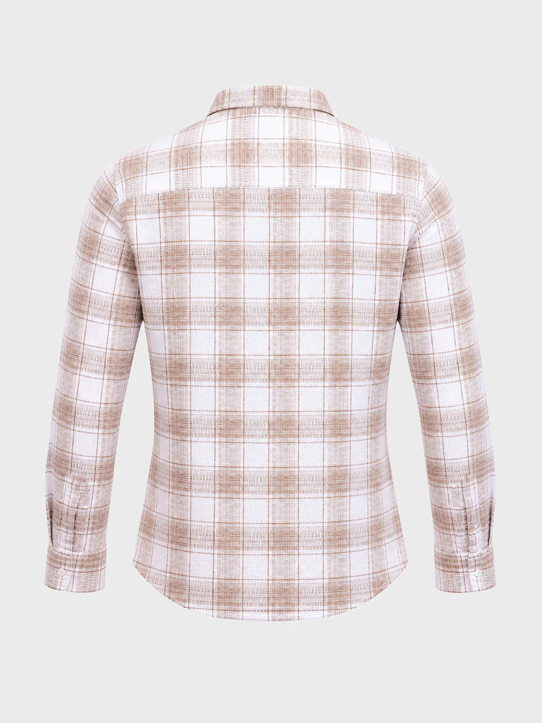 Men's White Slim Fit Checkered Casual Shirt - Image 7