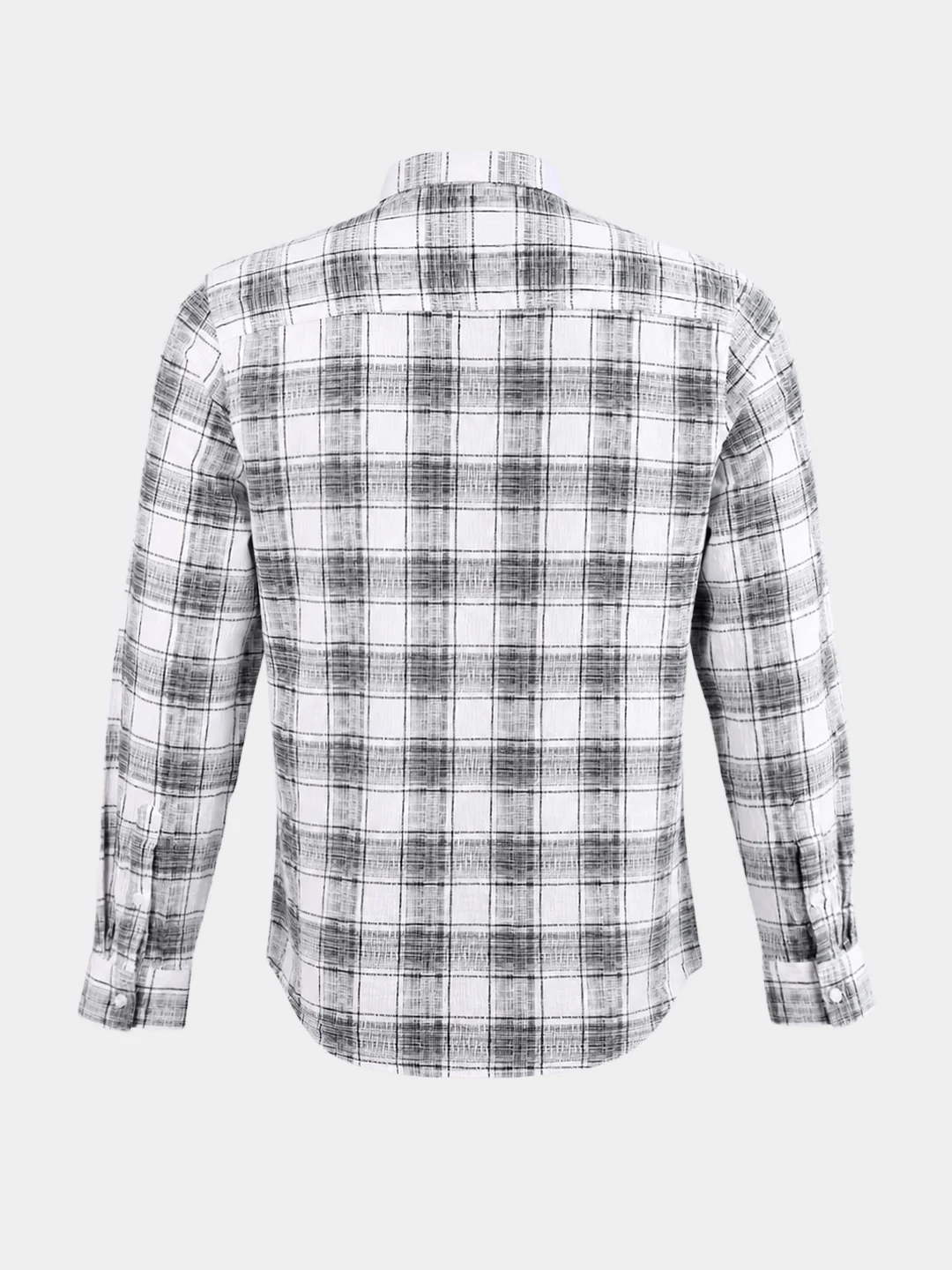 Men's White Slim Fit Checkered Casual Shirt - Image 7