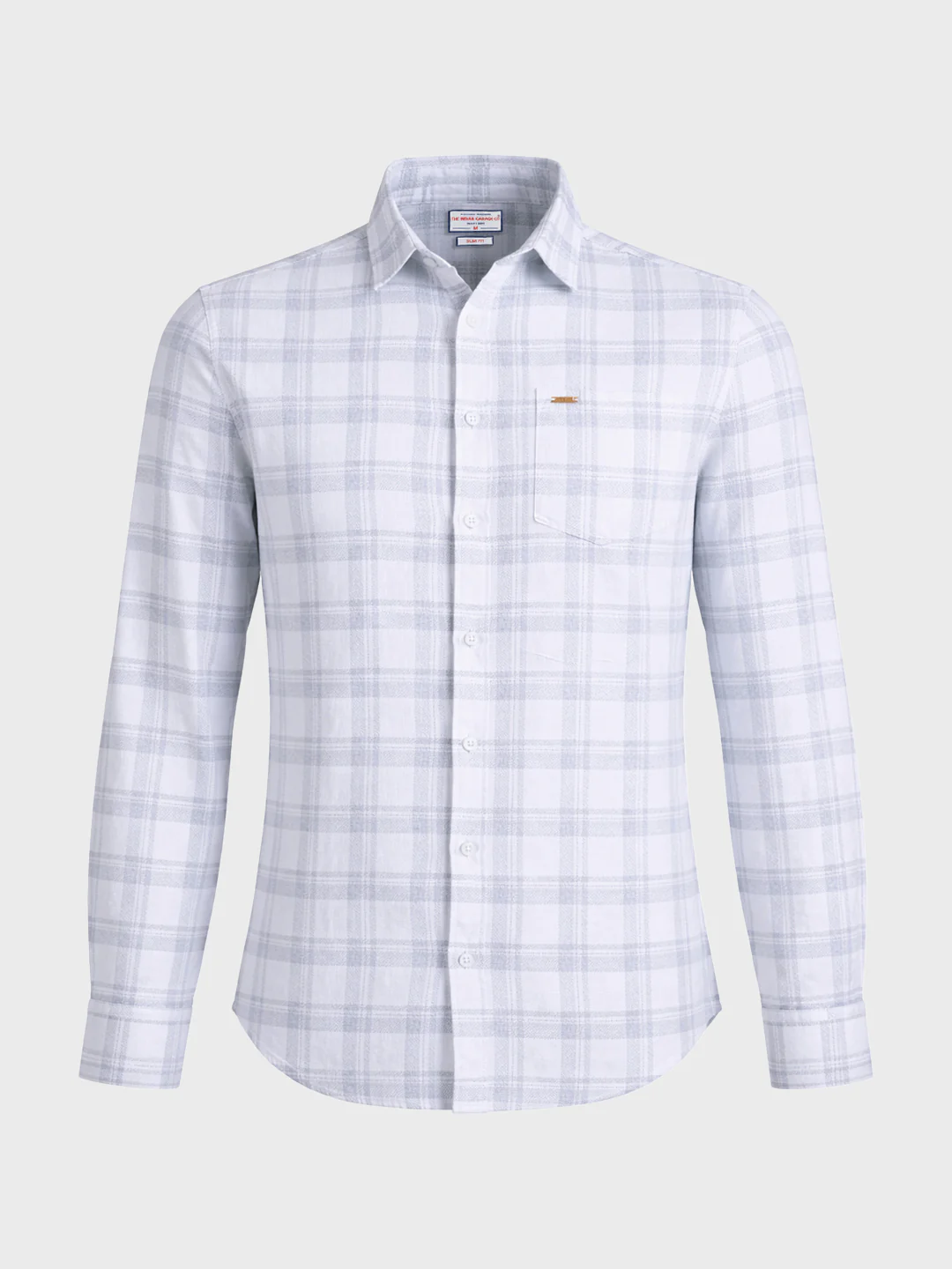 Men's White Slim Fit Checkered Casual Shirt - Image 6