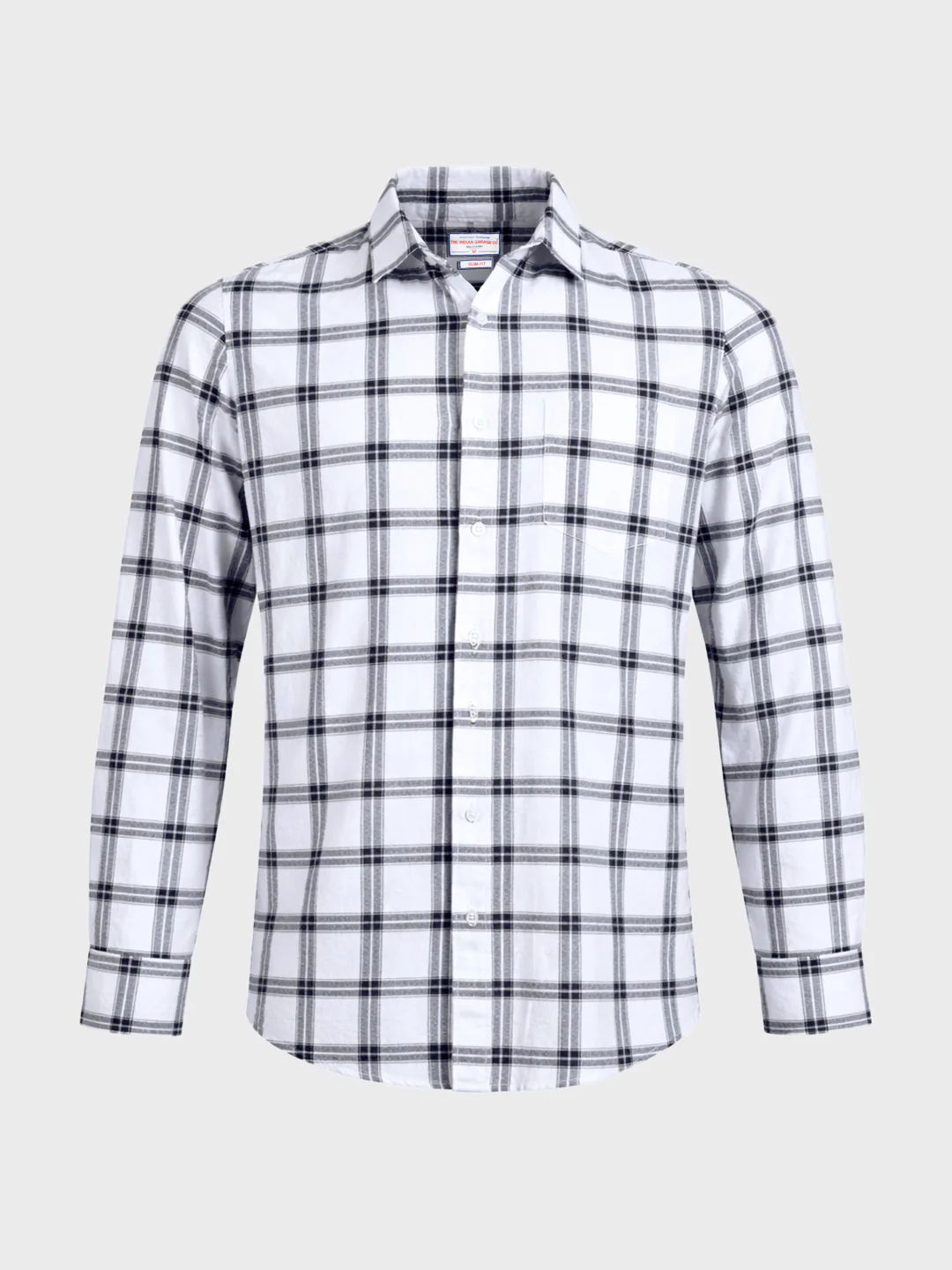 Men's White Slim Fit Checkered Casual Shirts - Image 6