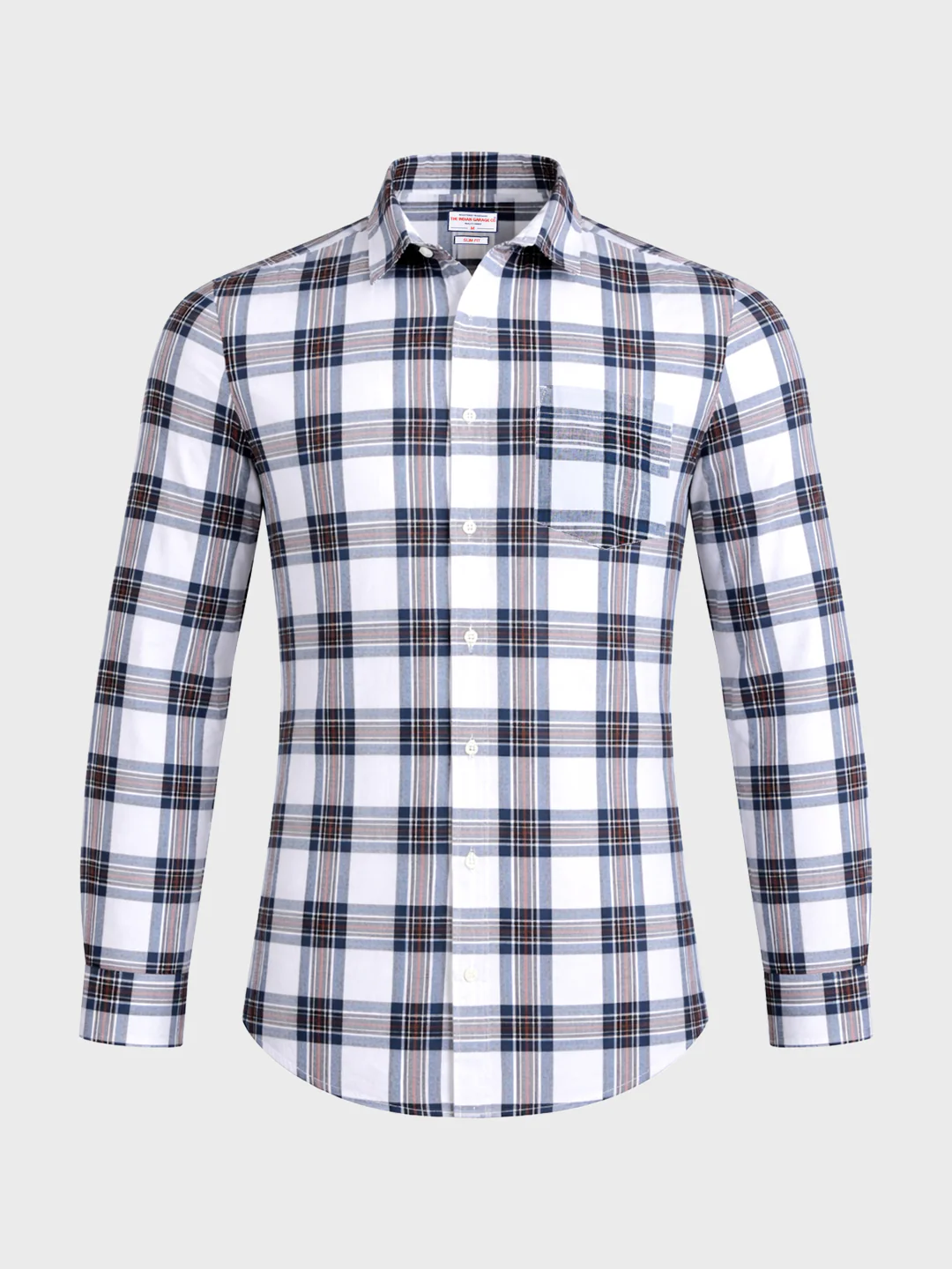 Men's White Slim Fit Checkered Casual Shirts - Image 6