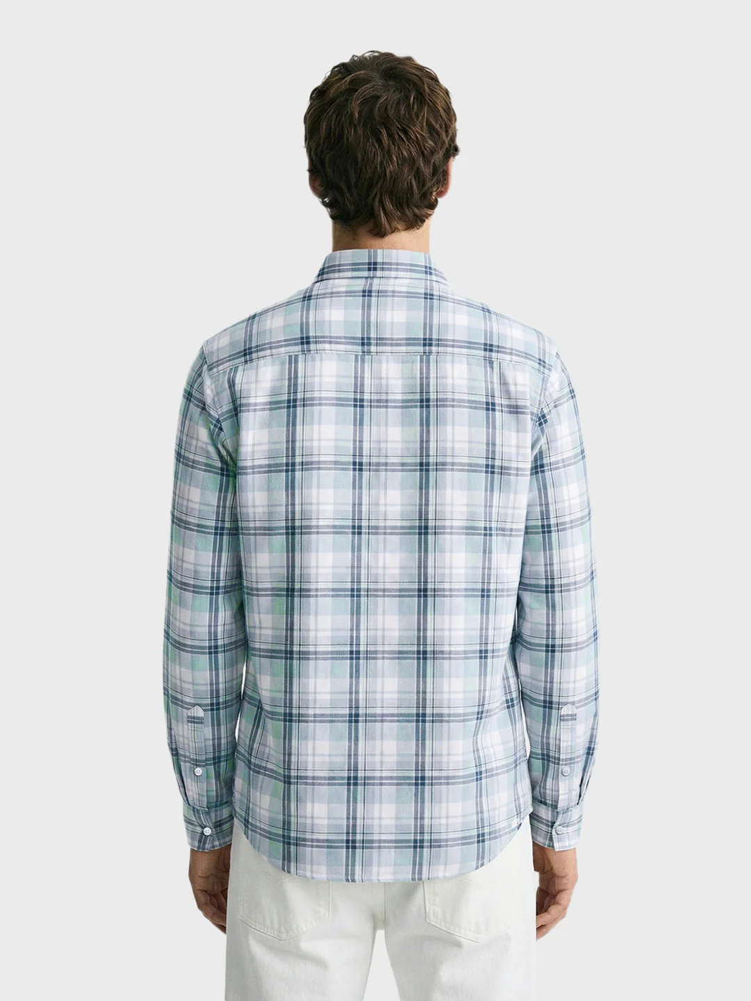 Men's White Slim Fit Checkered Casual Shirts - Image 2