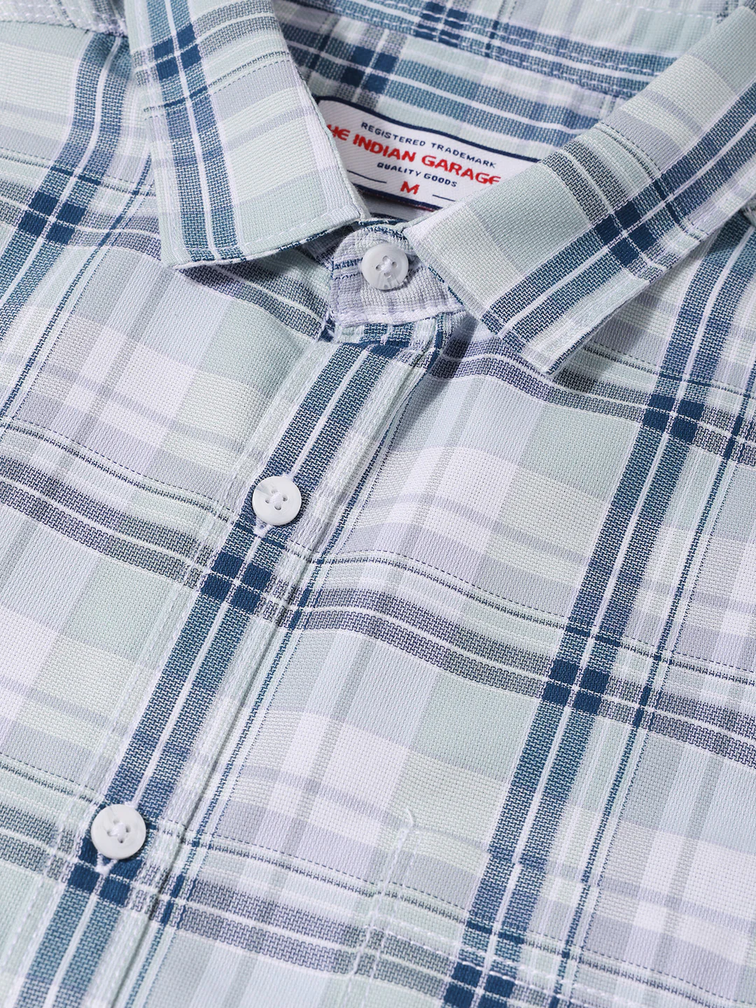 Men's White Slim Fit Checkered Casual Shirts - Image 3