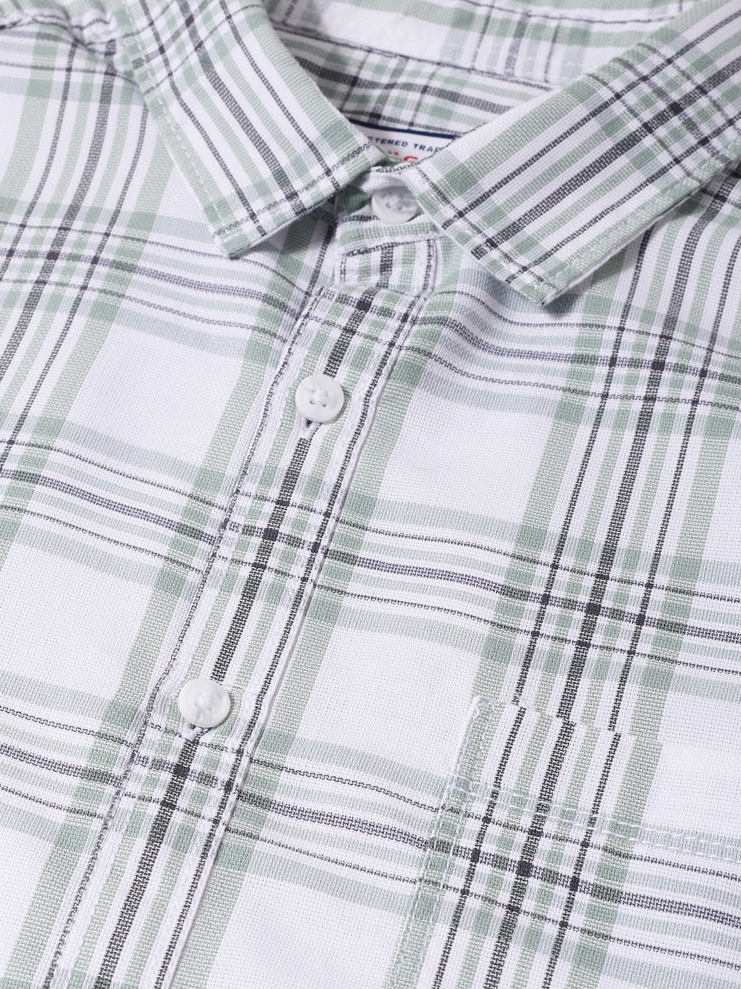 Men's White Slim Fit Checkered Casual Shirts - Image 3