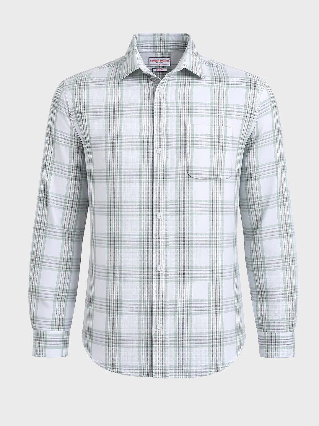 Men's White Slim Fit Checkered Casual Shirts - Image 4