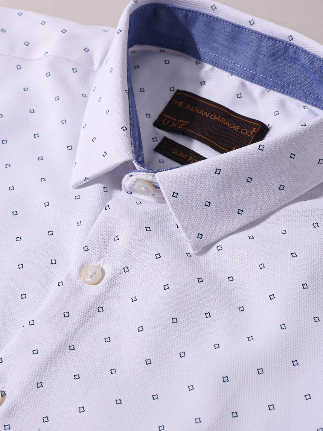 Men's White Slim Fit Ditsy Formal Shirt - Image 6