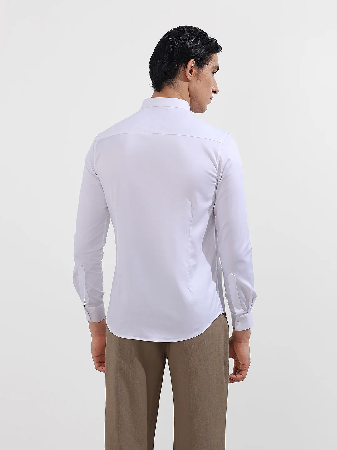 Men's White Slim Fit Embellishment Party Wear Shirt - Image 6
