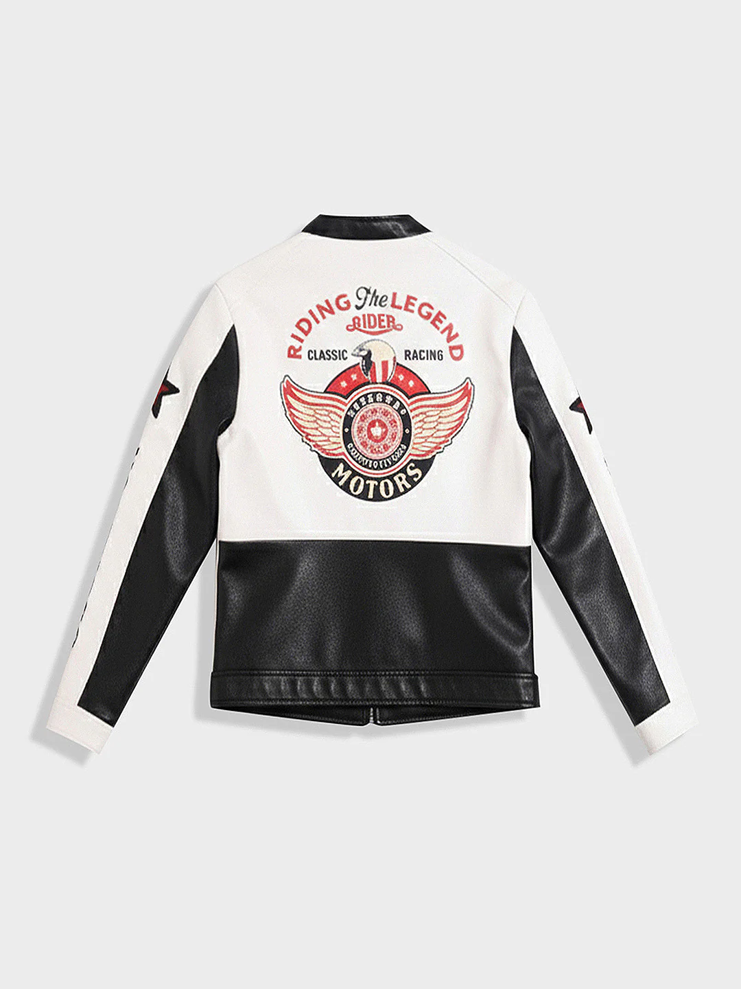 Men's White Slim Fit Embroided Casual Biker Jacket - Image 4
