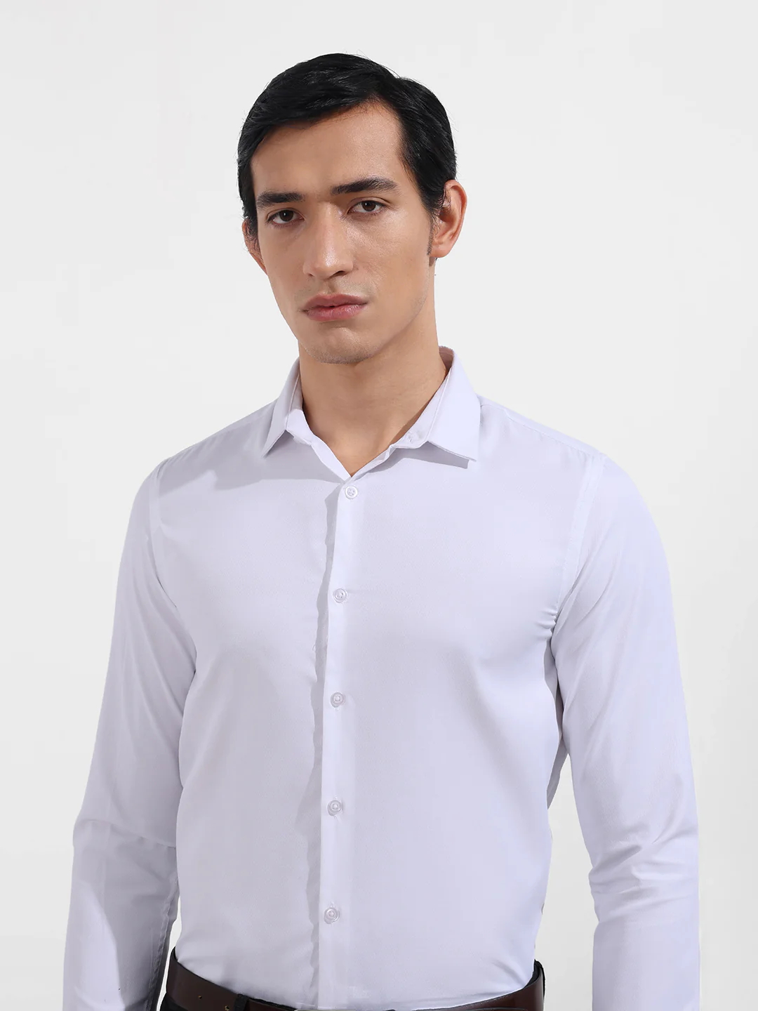 Men's White Slim Fit Geometric Print Formal Shirt - Image 5