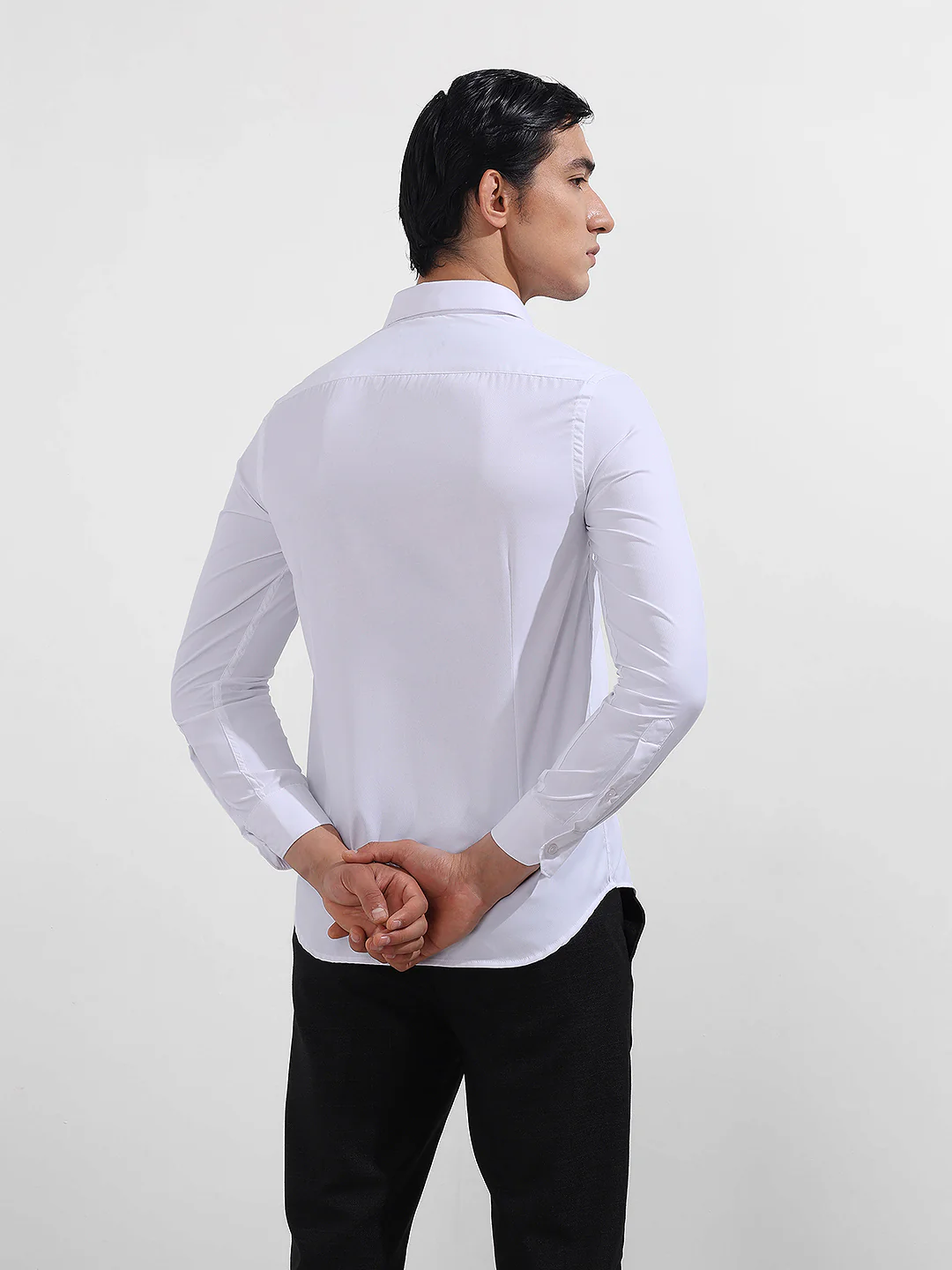 Men's White Slim Fit Geometric Print Formal Shirt - Image 6