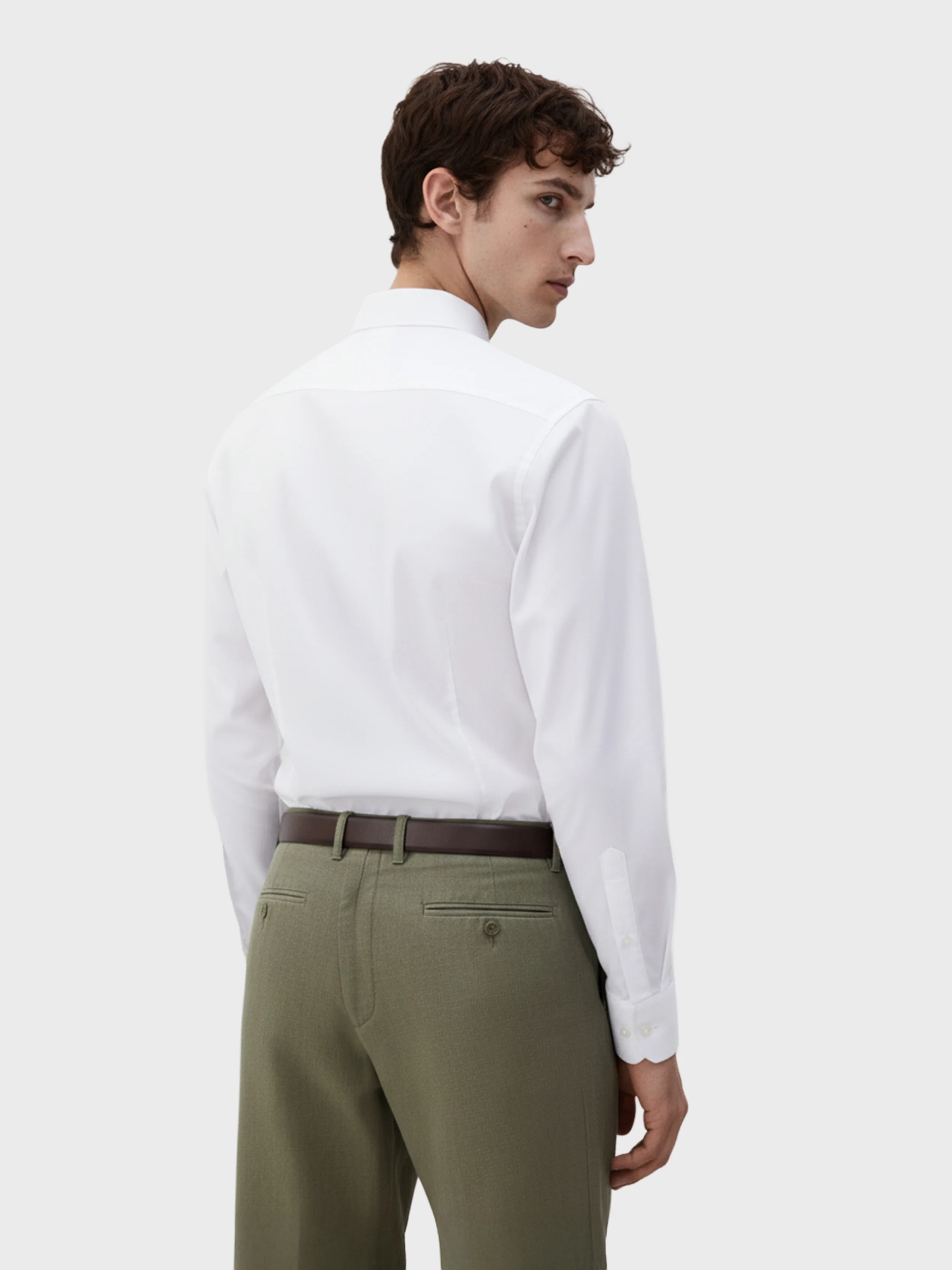 Men's White Slim Fit Geometric Print Formal Shirt - Image 2