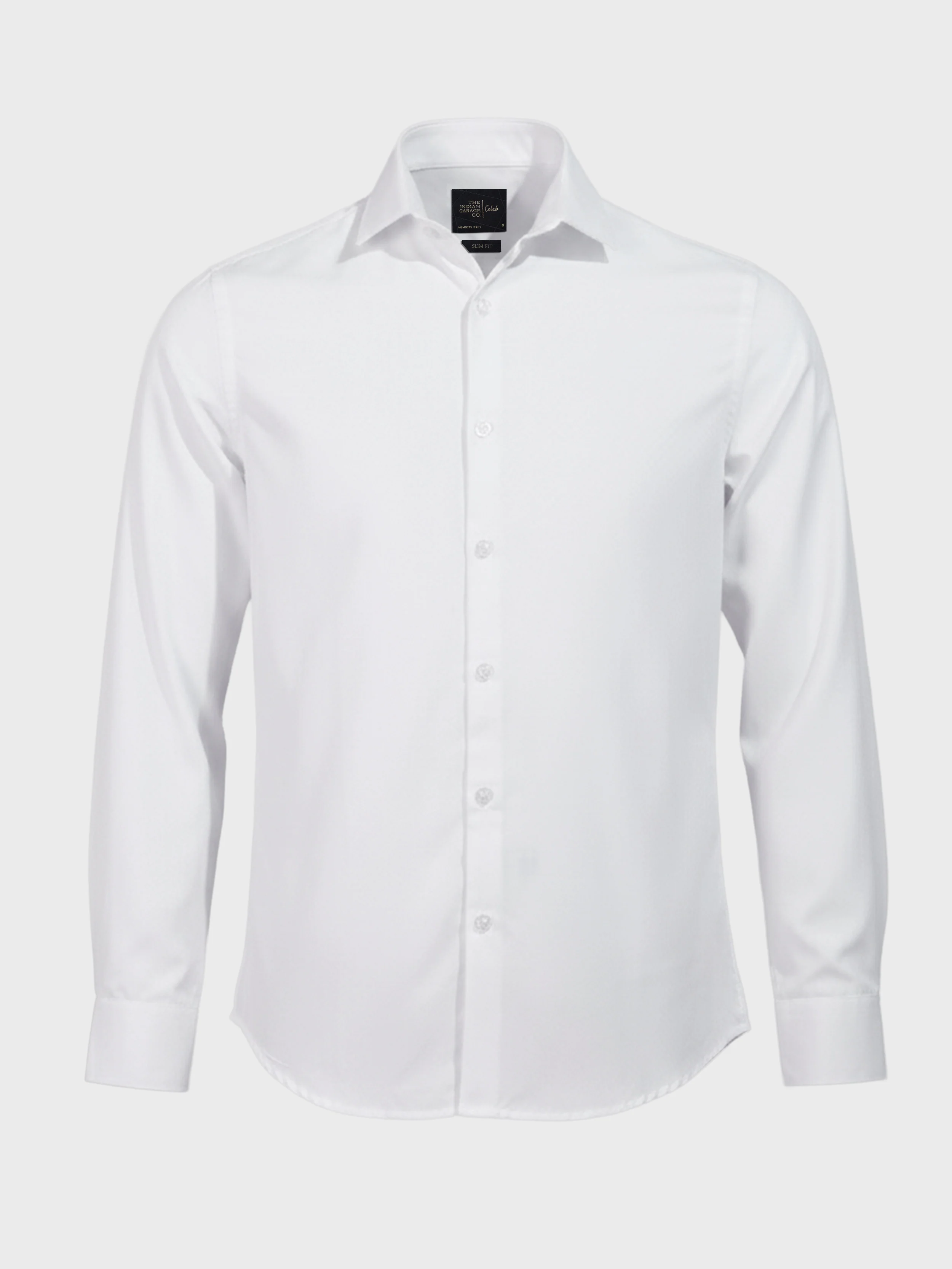 Men's White Slim Fit Geometric Print Formal Shirt - Image 3