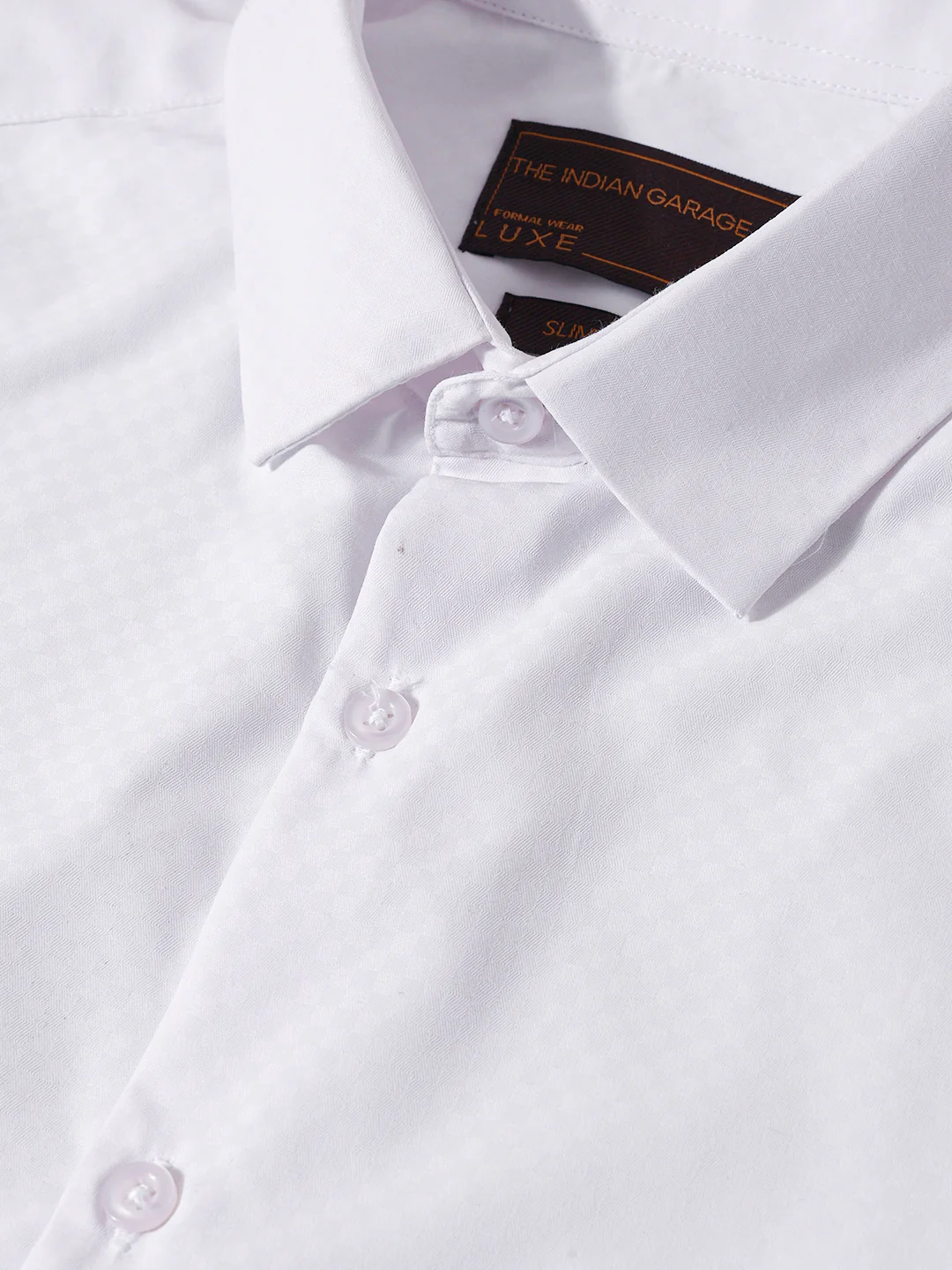 Men's White Slim Fit Geometric Print Formal Shirt - Image 5