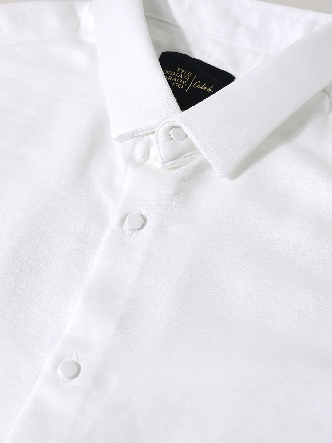 Men's White Slim Fit Party Wear Solid Shirt - Image 5