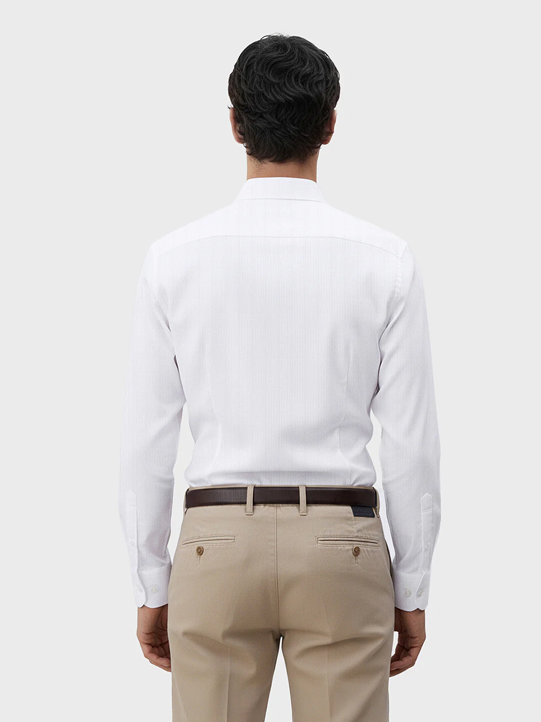 Men's White Slim Fit Pin Stripes Formal Shirt - Image 2