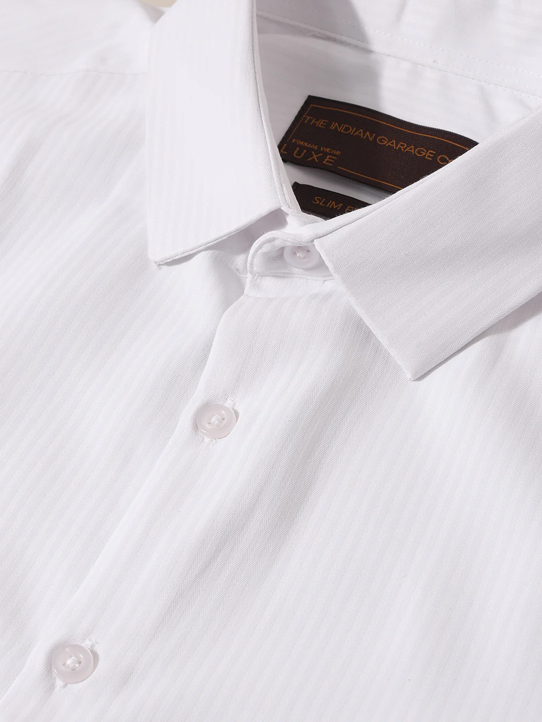 Men's White Slim Fit Pin Stripes Formal Shirt - Image 5