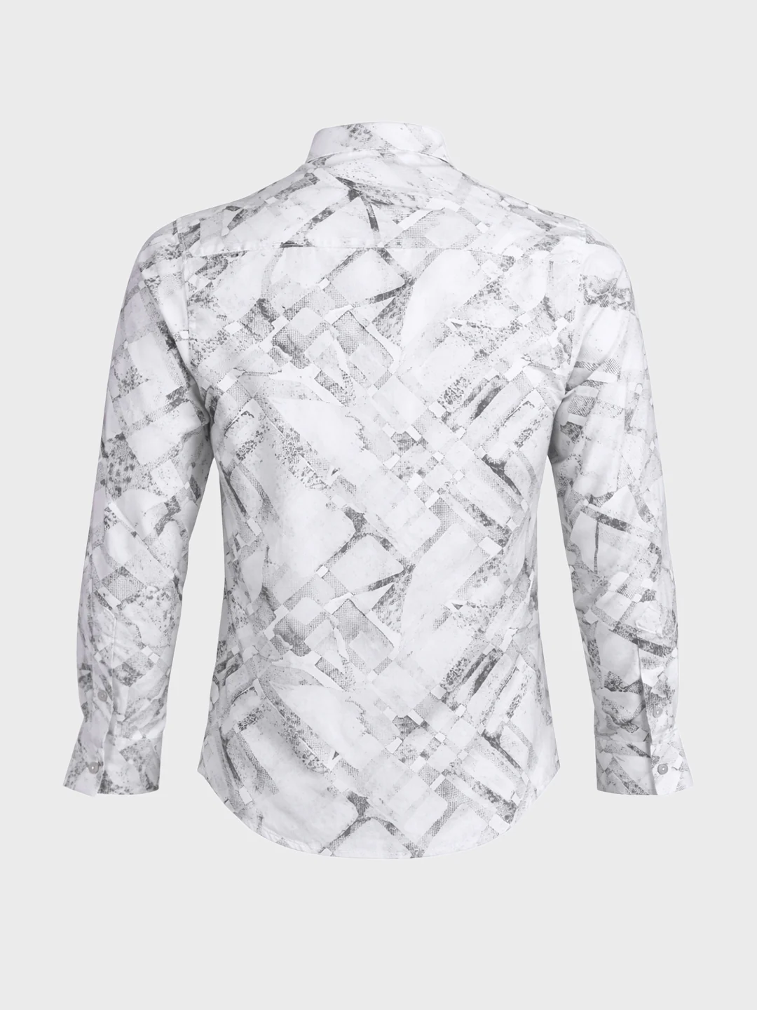 Men's White Slim Fit Printed Casual Shirt - Image 7