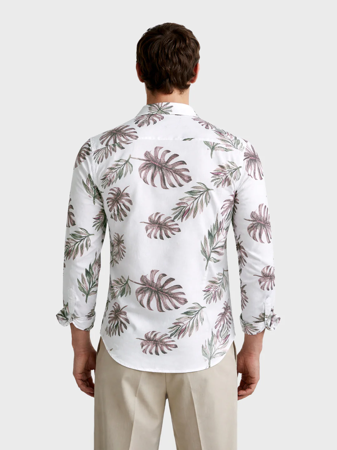 Men's White Slim Fit Printed Casual Shirt - Image 5
