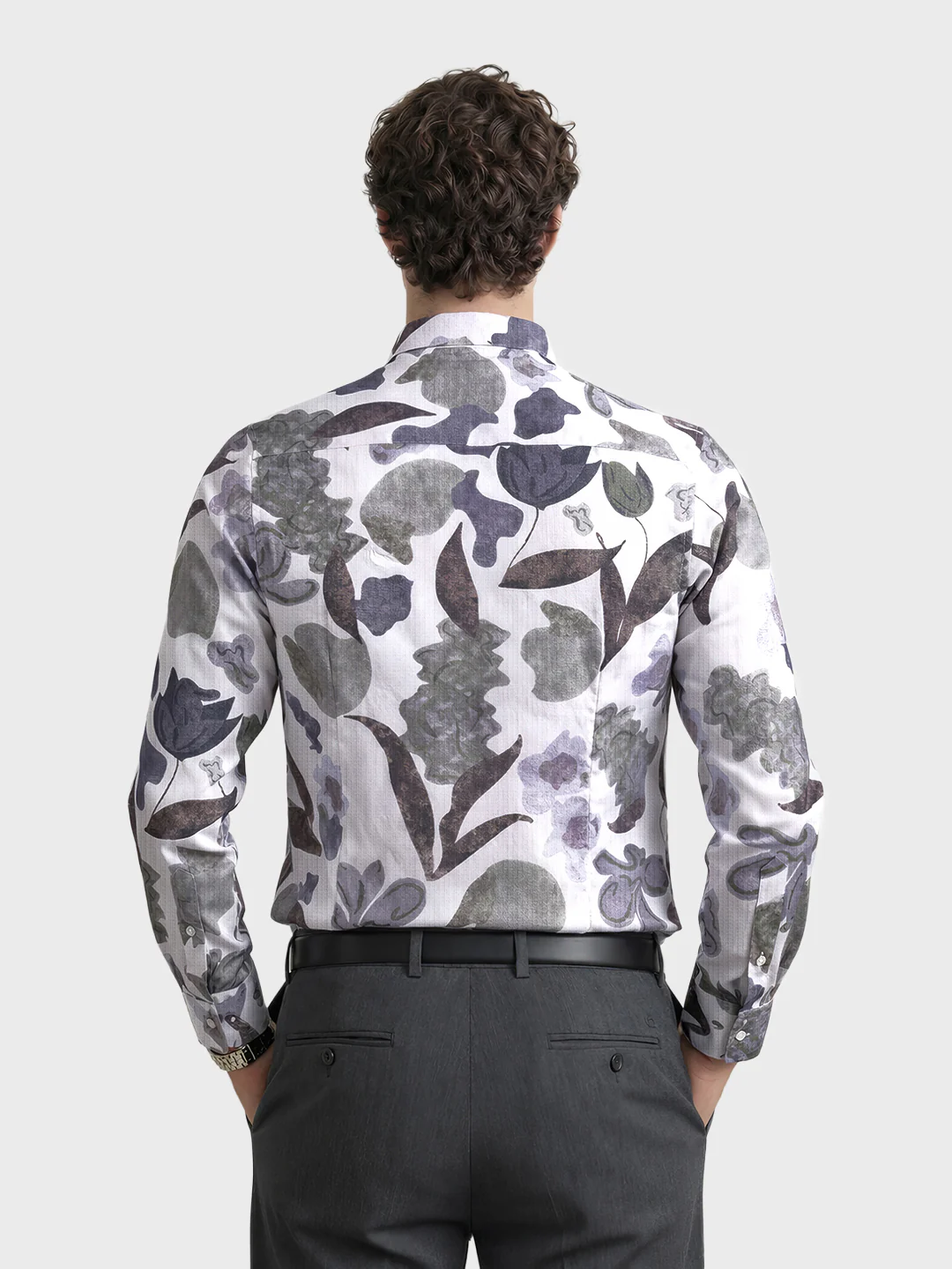 Men's White Slim Fit Printed Casual Shirt - Image 4