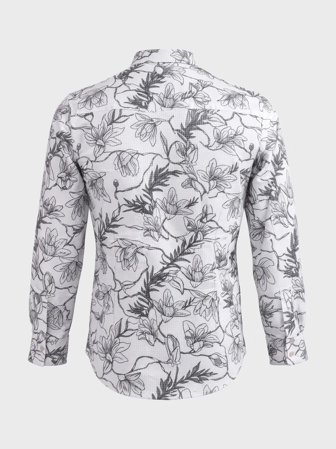 Men's White Slim Fit Printed Casual Shirt - Image 6