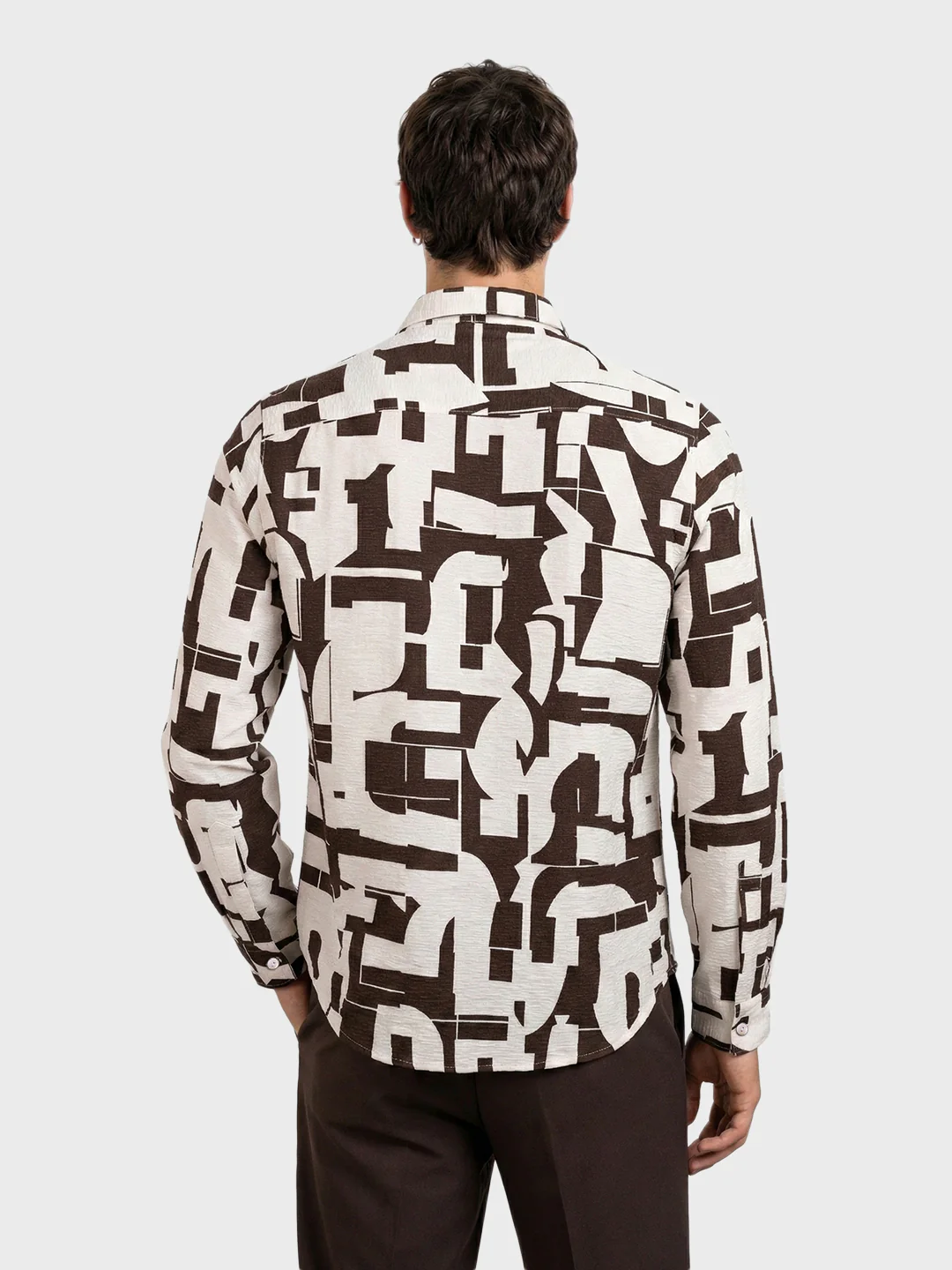 Men's White Slim Fit Printed Casual Shirt - Image 2
