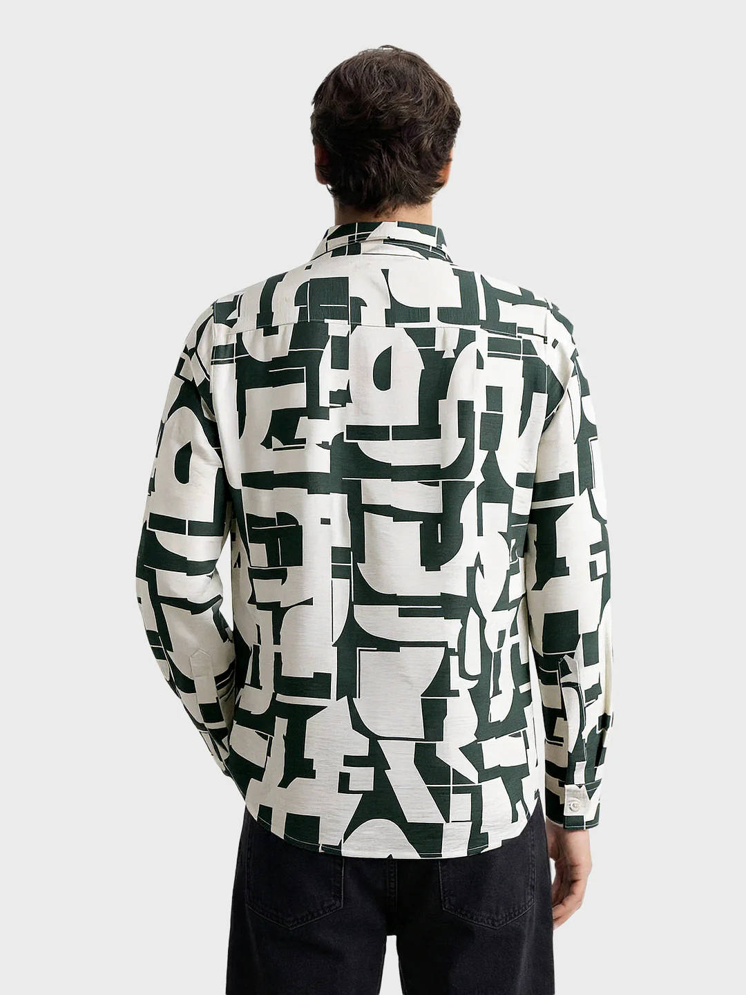Men's White Slim Fit Printed Casual Shirt - Image 2