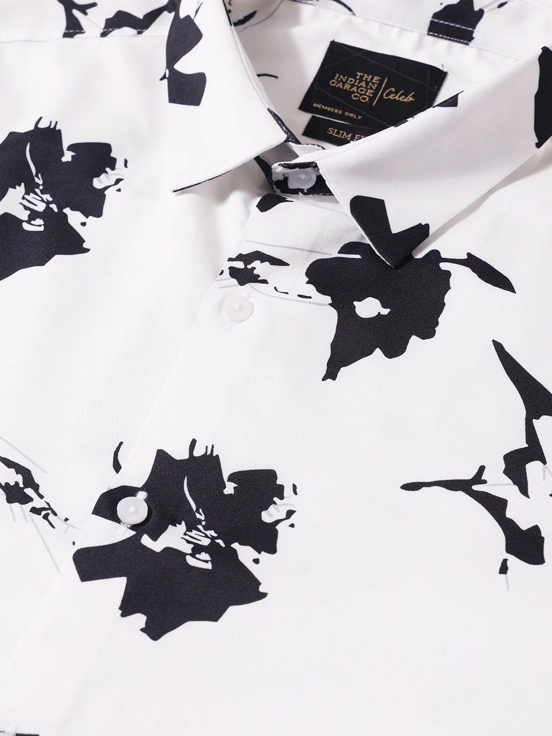 Men's White Slim Fit Printed Party Wear Shirt - Image 3