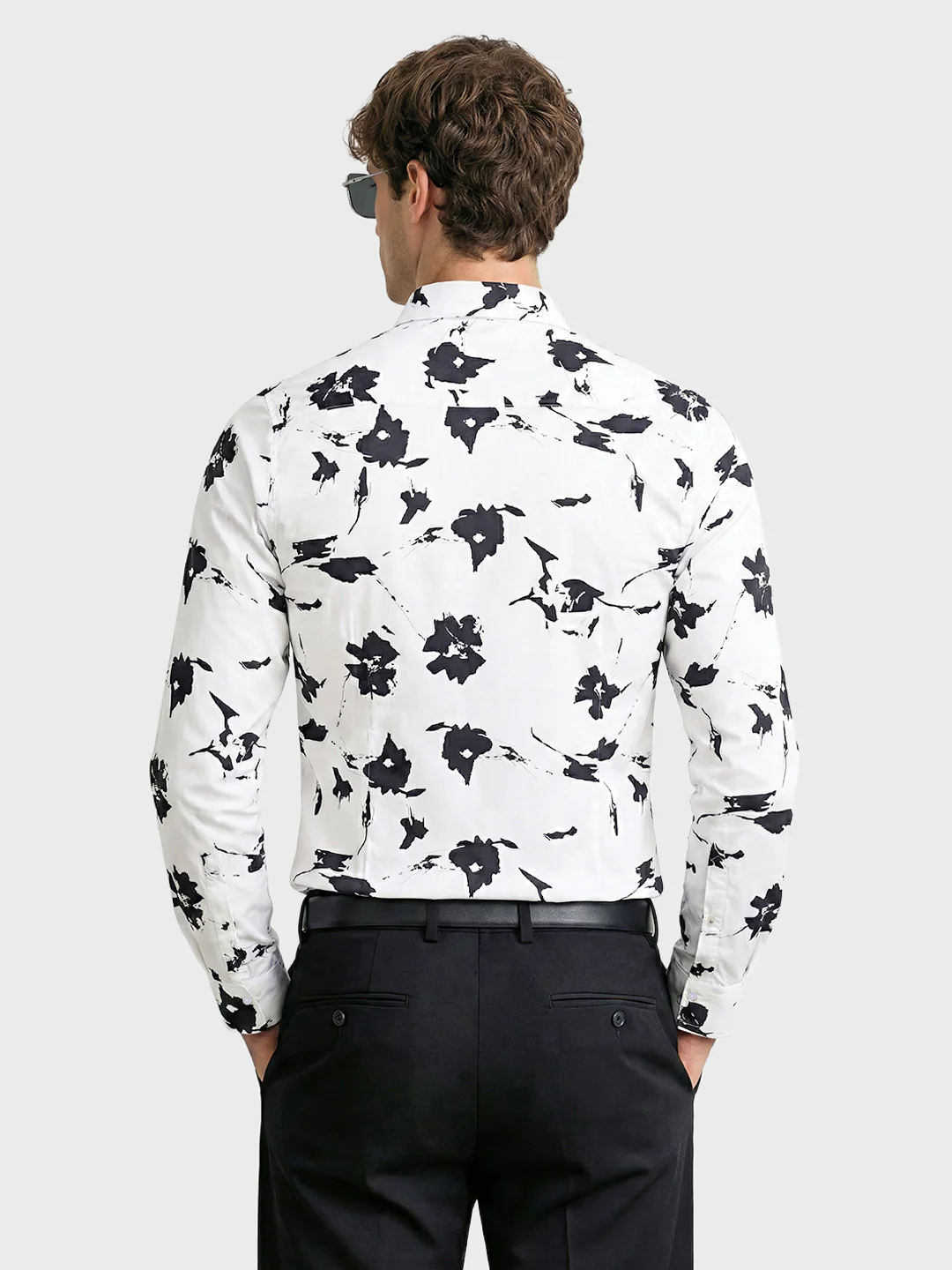 Men's White Slim Fit Printed Party Wear Shirt - Image 4