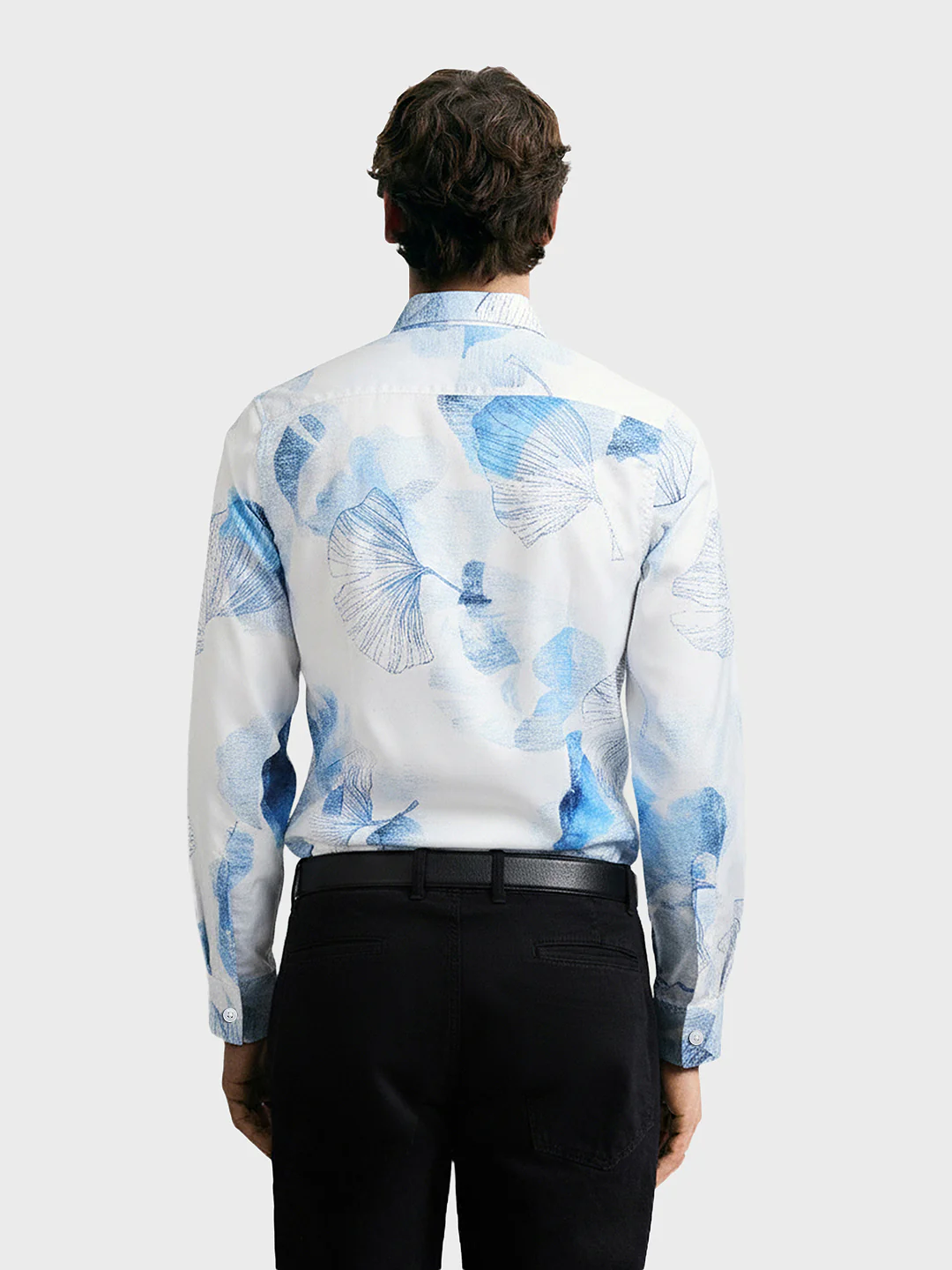 Men's White Slim Fit Printed Party Wear Shirt - Image 2