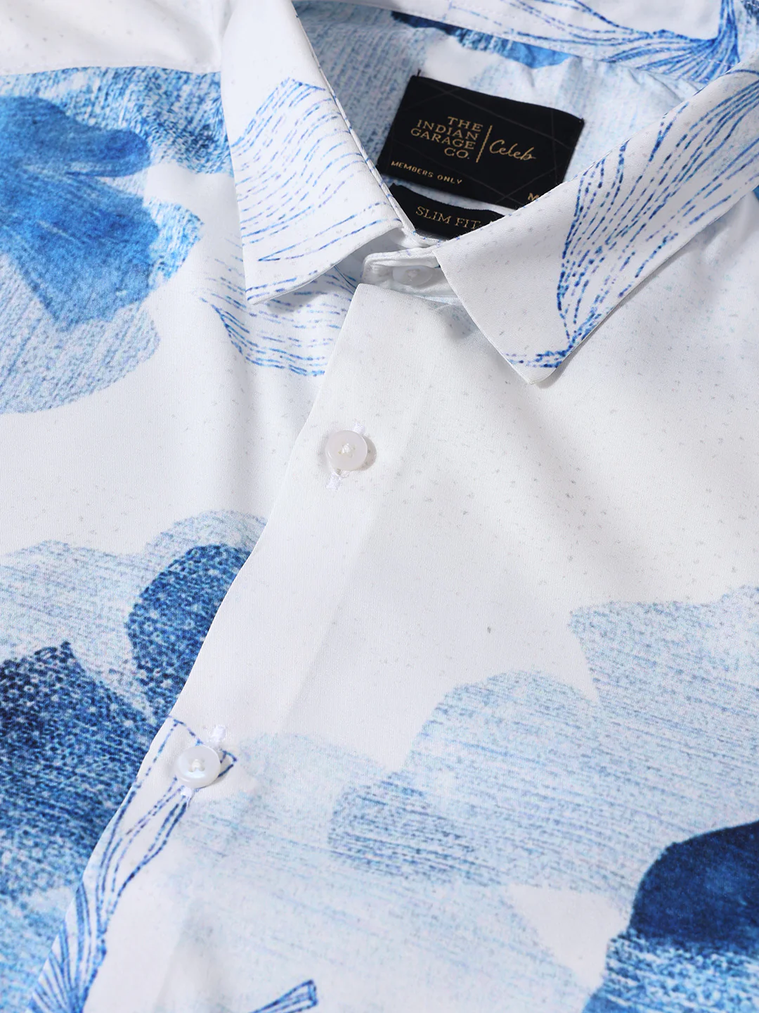 Men's White Slim Fit Printed Party Wear Shirt - Image 3