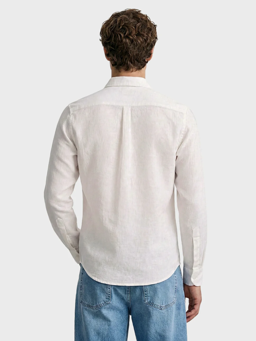 Men's White Slim Fit Solid Casual Shirt - Image 3