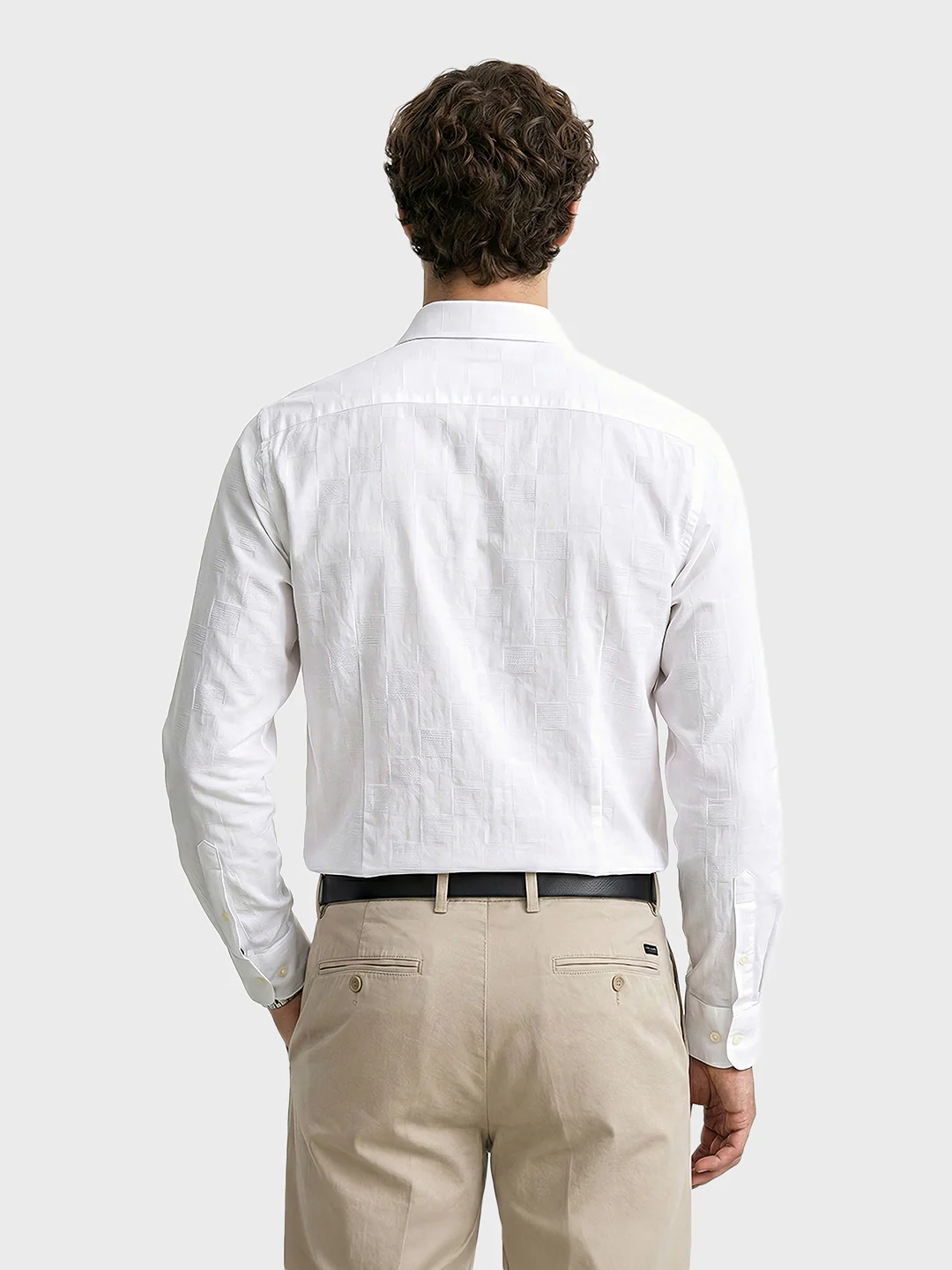 Men's White Slim Fit Solid Casual Shirt - Image 4