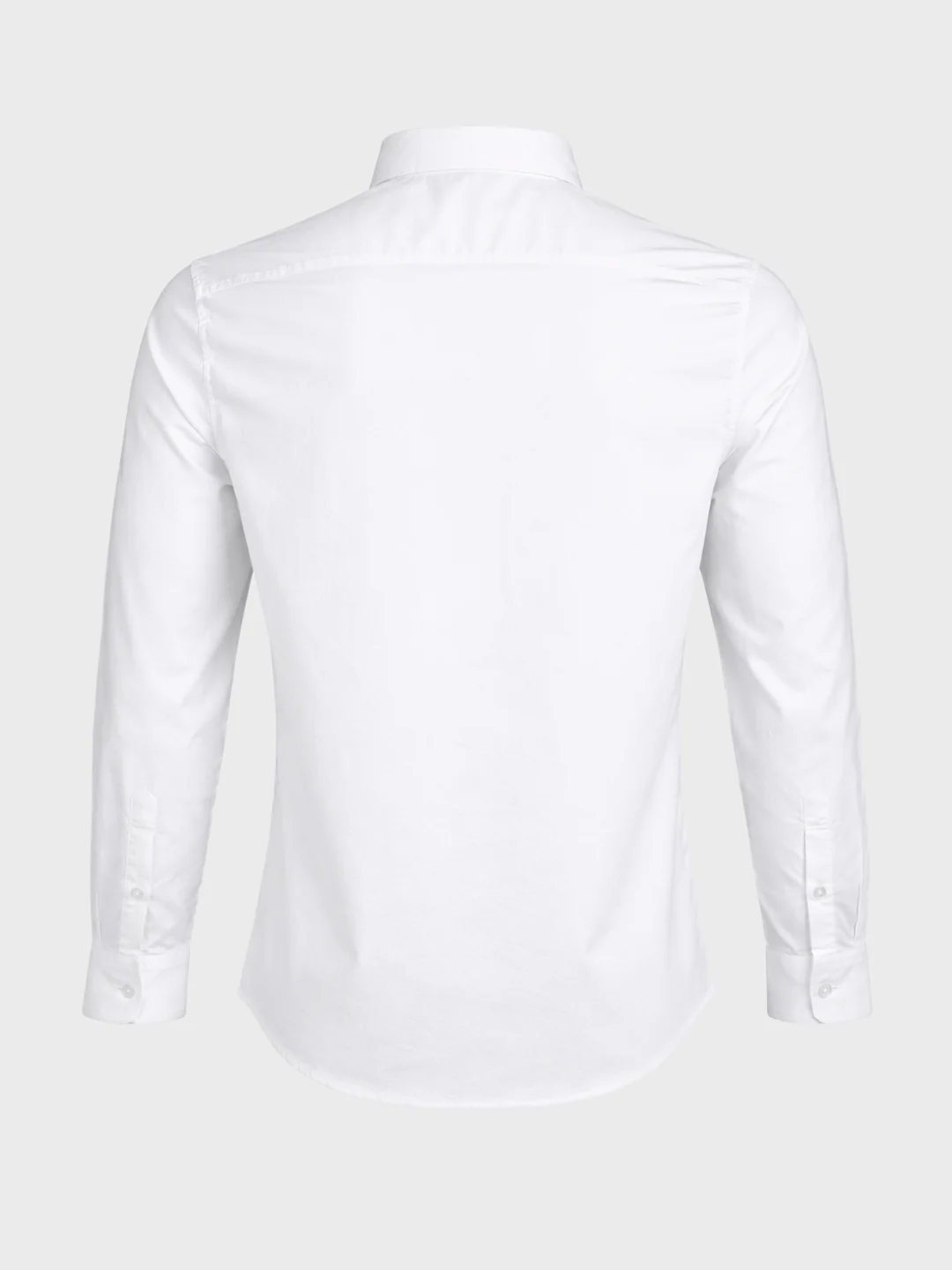 Men's White Slim Fit Solid Casual Shirt - Image 6