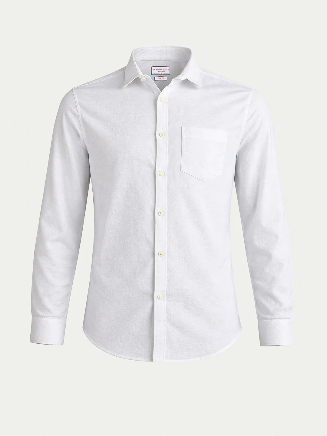 Men's White Slim Fit Solid Casual Shirt - Image 5