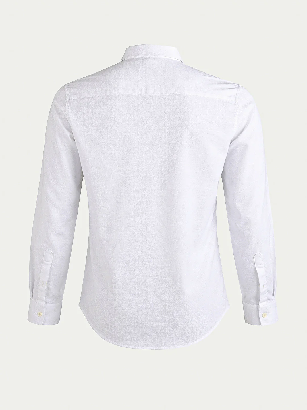 Men's White Slim Fit Solid Casual Shirt - Image 6