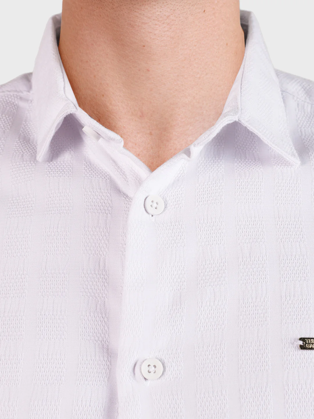 Men's White Slim Fit Solid Casual Shirt - Image 3