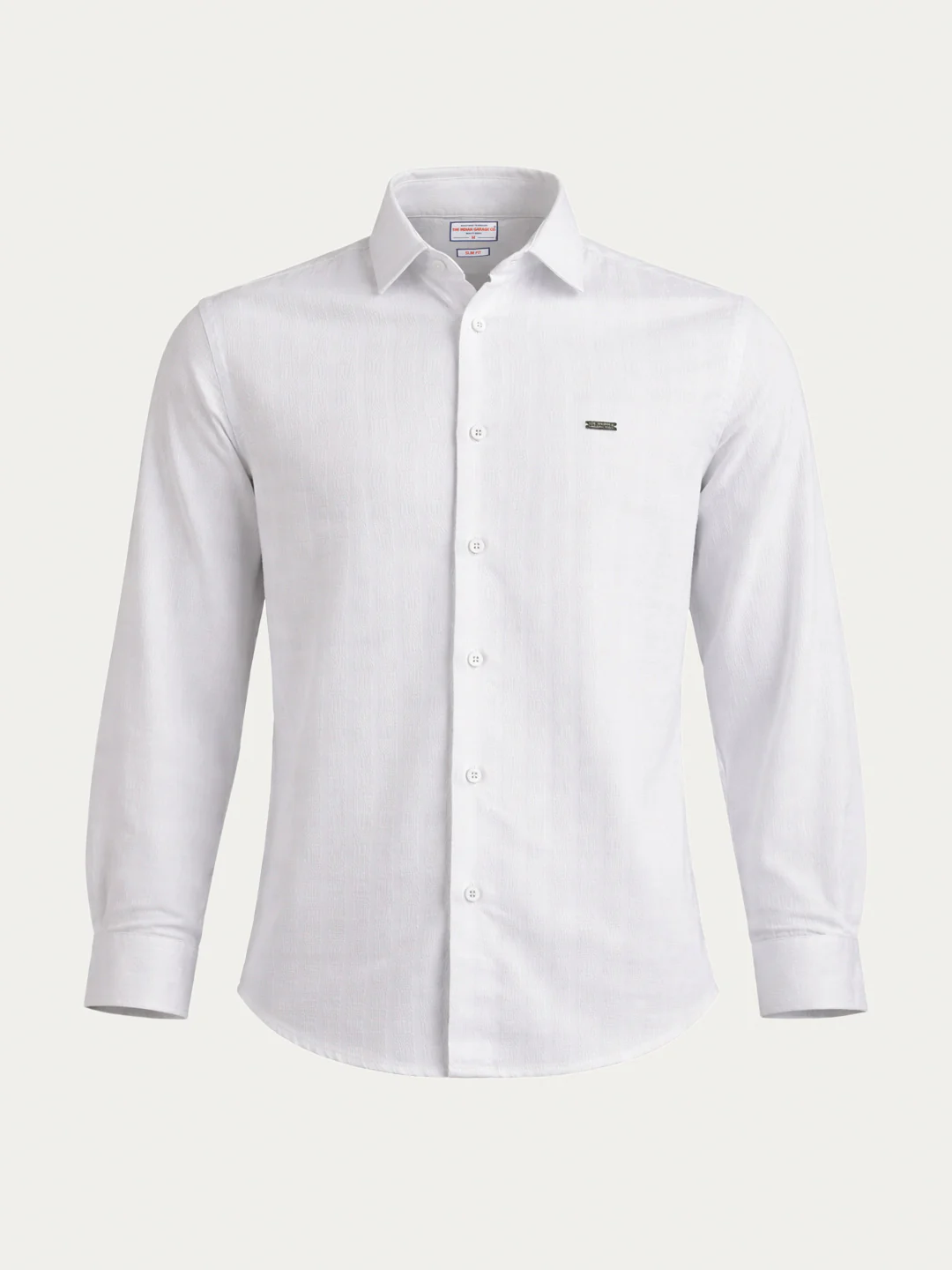 Men's White Slim Fit Solid Casual Shirt - Image 6
