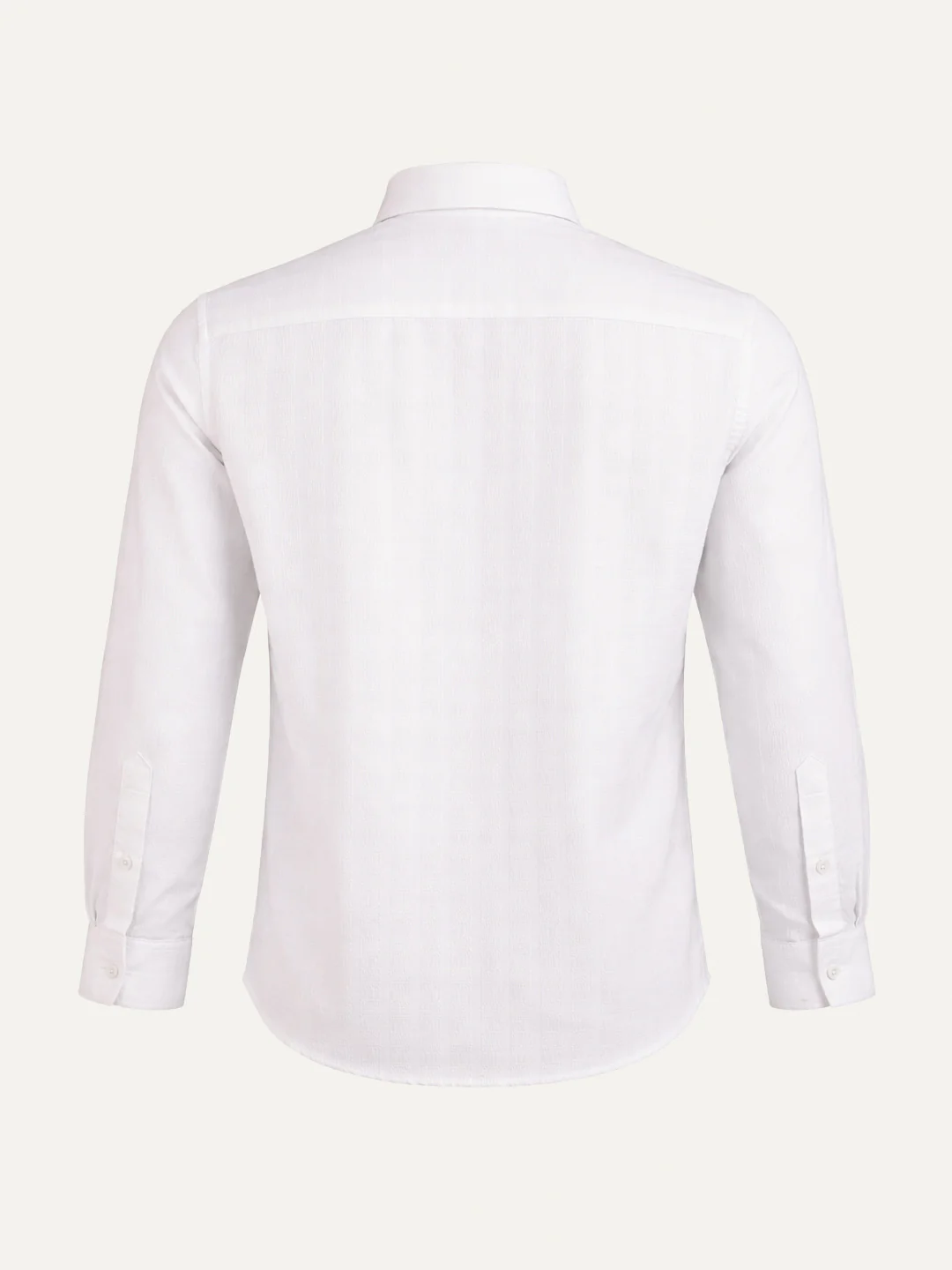 Men's White Slim Fit Solid Casual Shirt - Image 7