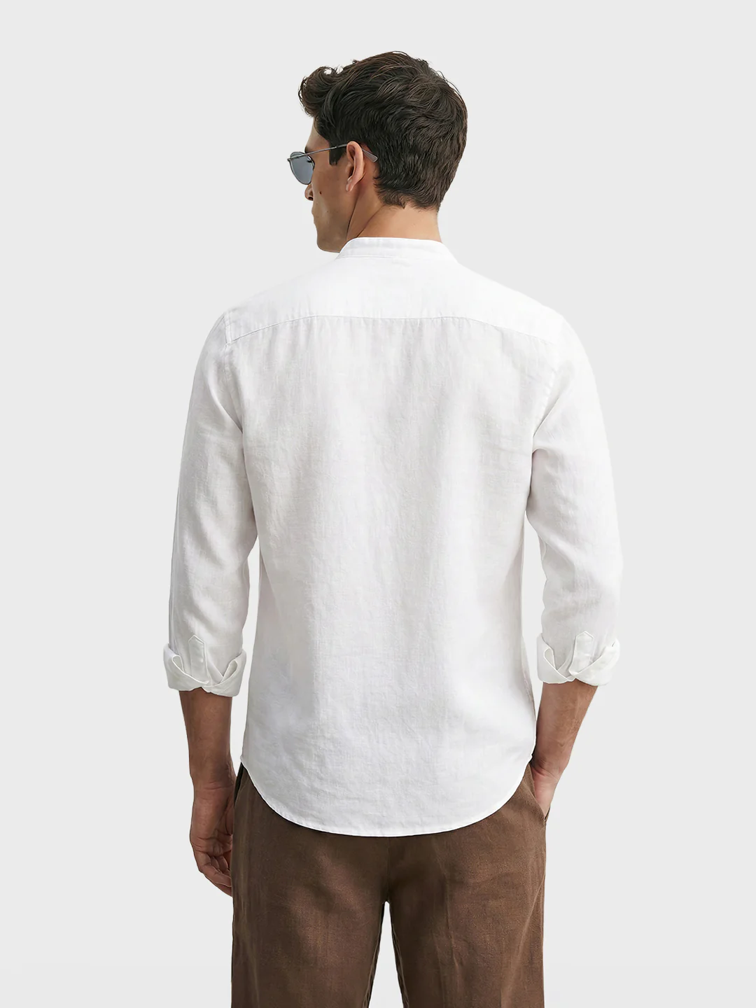 Men's White Slim Fit Solid Casual Shirts - Image 3