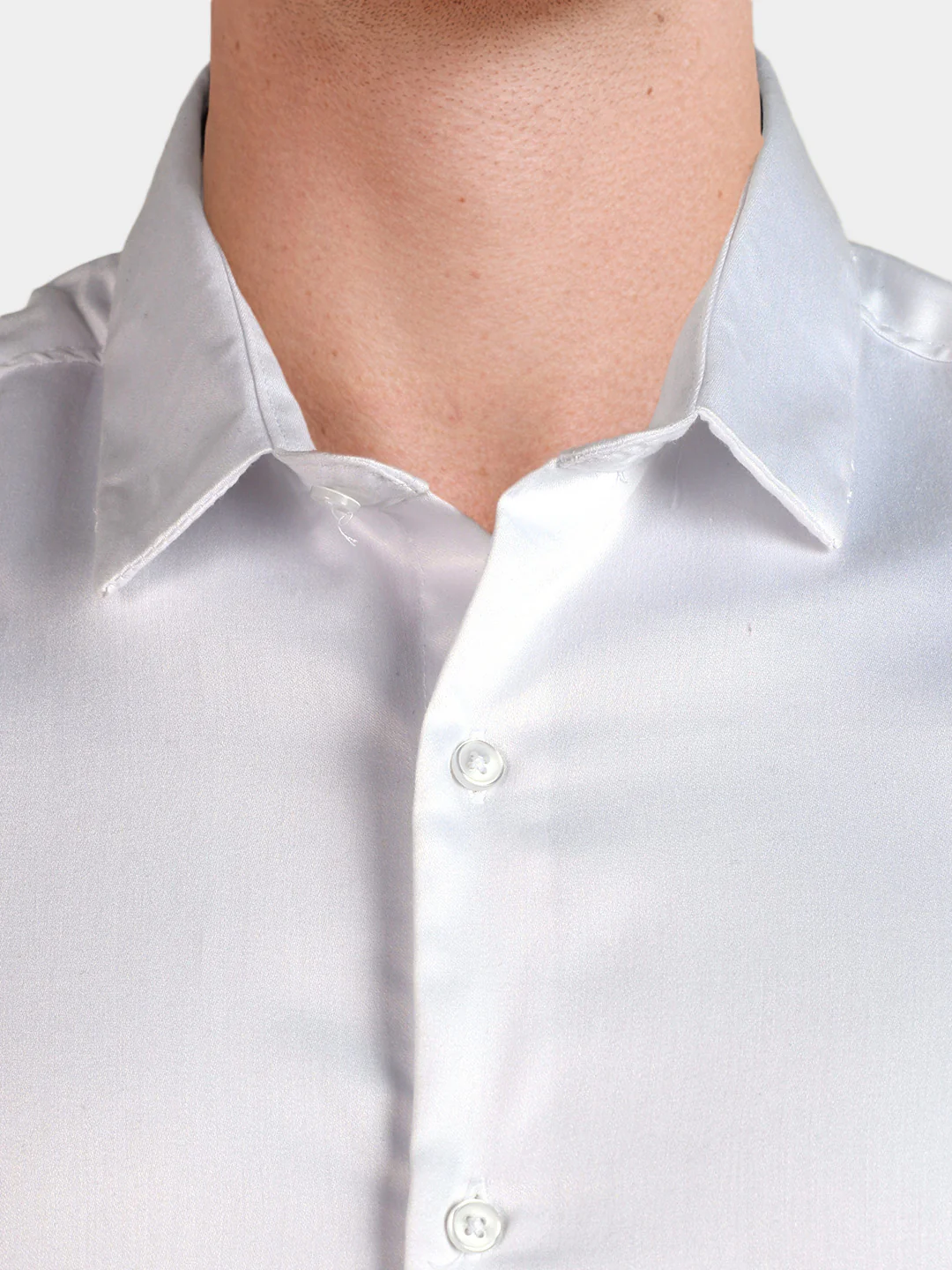 Men's White Slim Fit Solid Casual Shirts - Image 3