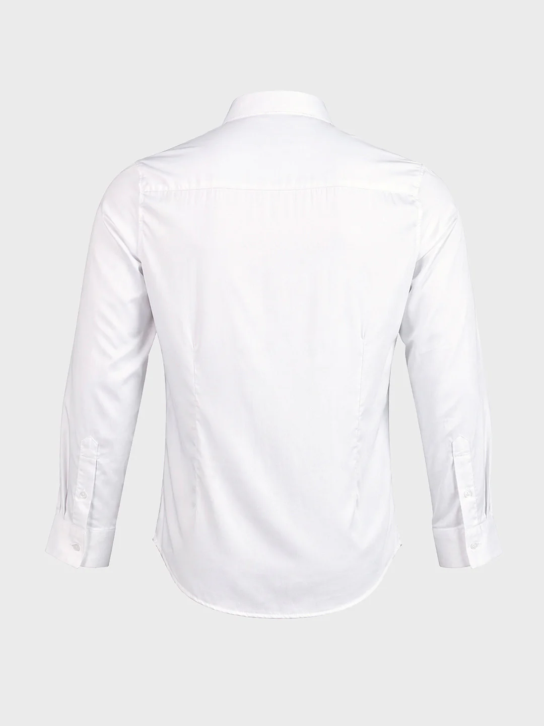 Men's White Slim Fit Solid Casual Shirts - Image 7