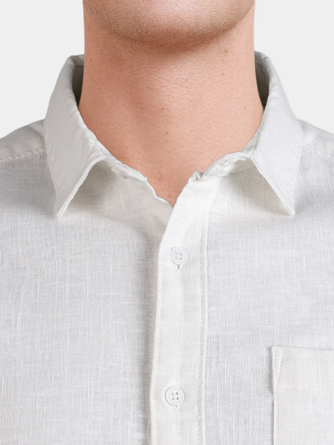 Men's White Slim Fit Solid Casual Shirts - Image 3