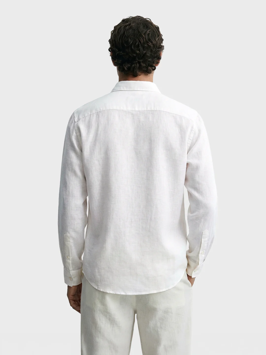 Men's White Slim Fit Solid Casual Shirts - Image 5