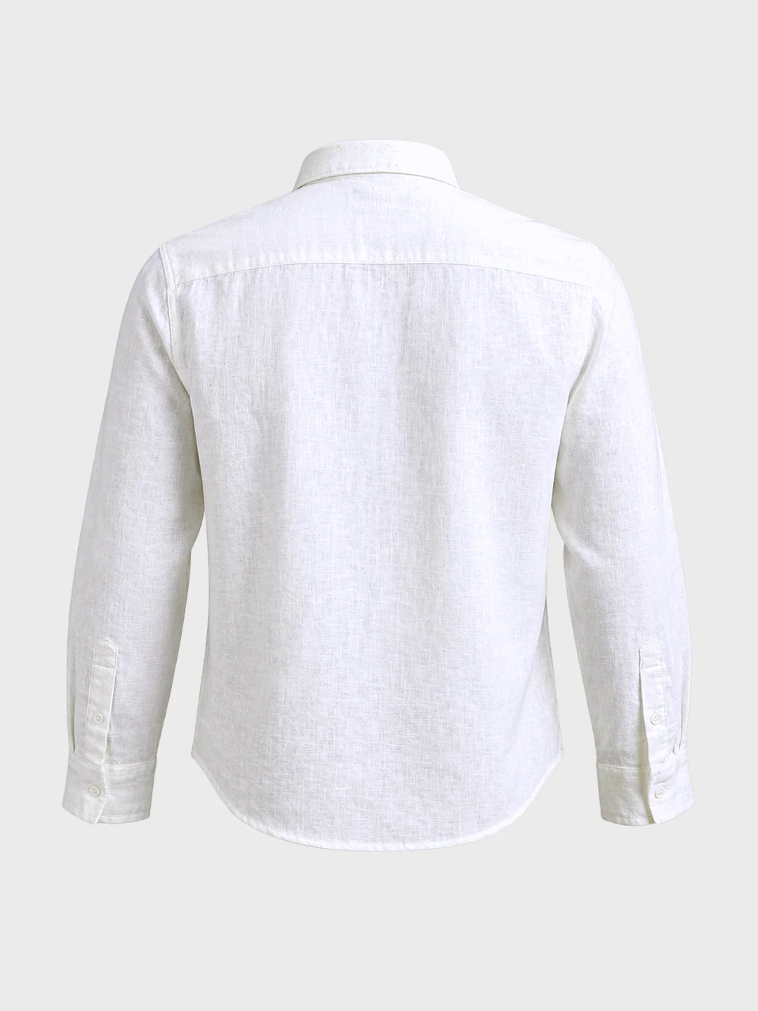 Men's White Slim Fit Solid Casual Shirts - Image 7