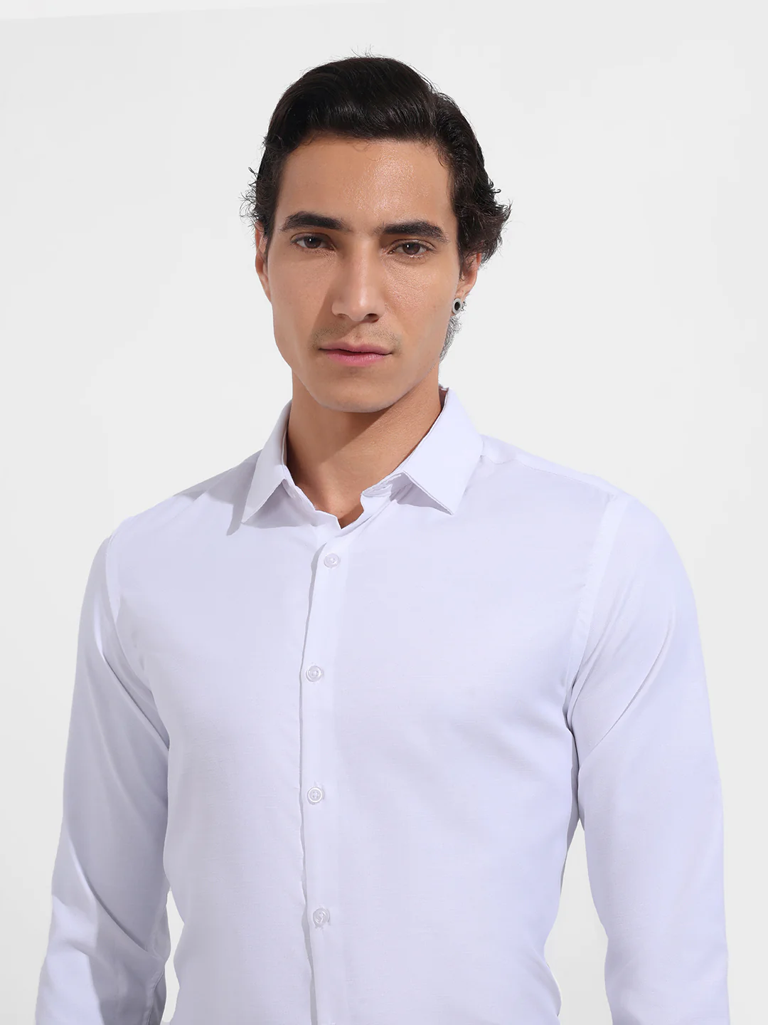 Men's White Slim Fit Solid Formal Shirt - Image 4