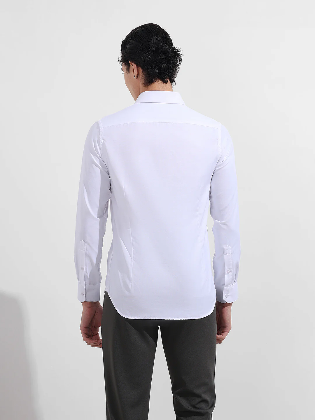 Men's White Slim Fit Solid Formal Shirt - Image 5