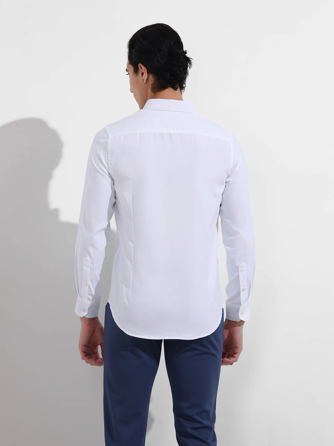 Men's White Slim Fit Solid Formal Shirt - Image 5