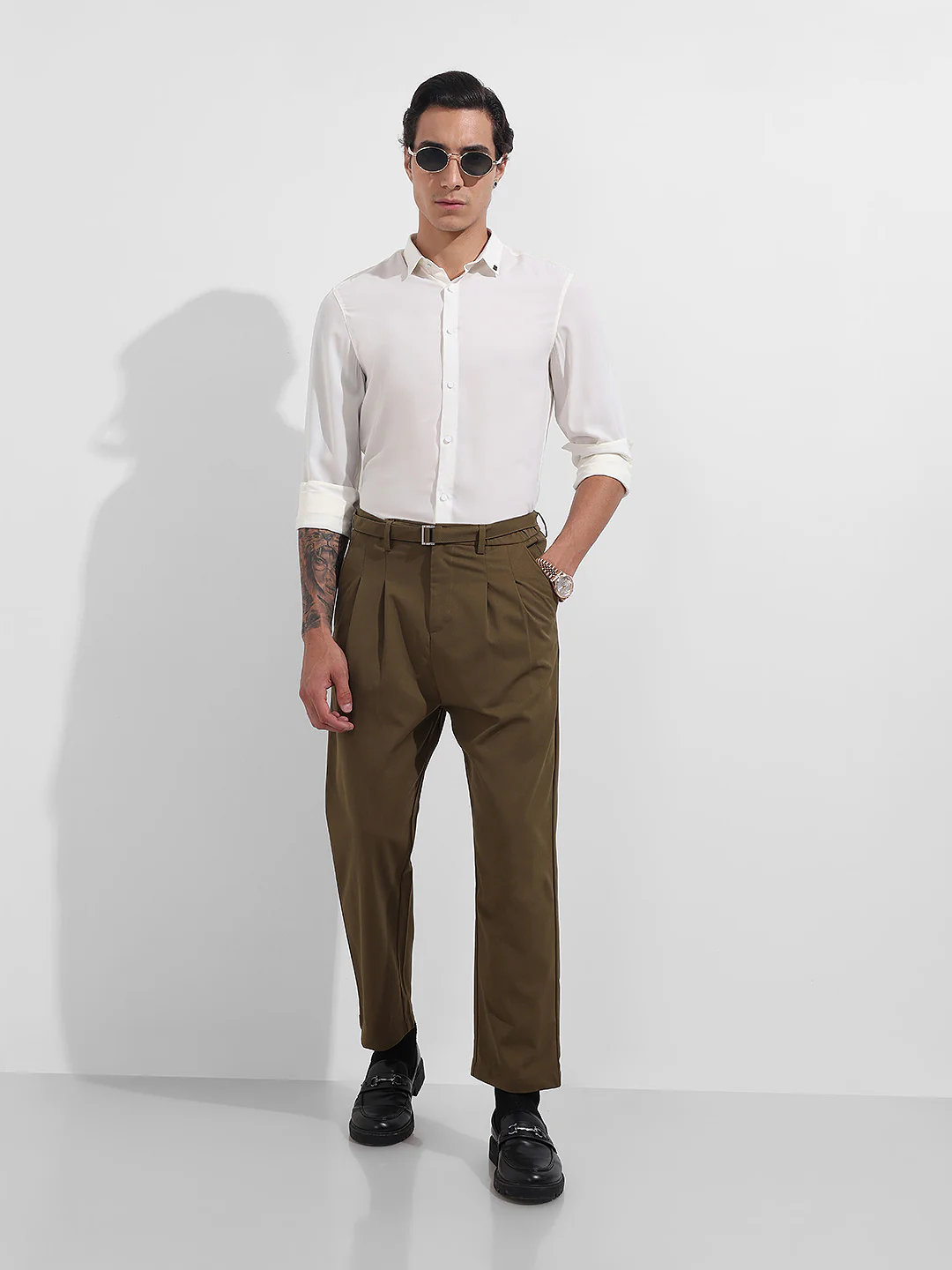 Men's White Slim Fit Solid Party Wear Shirt - Image 2